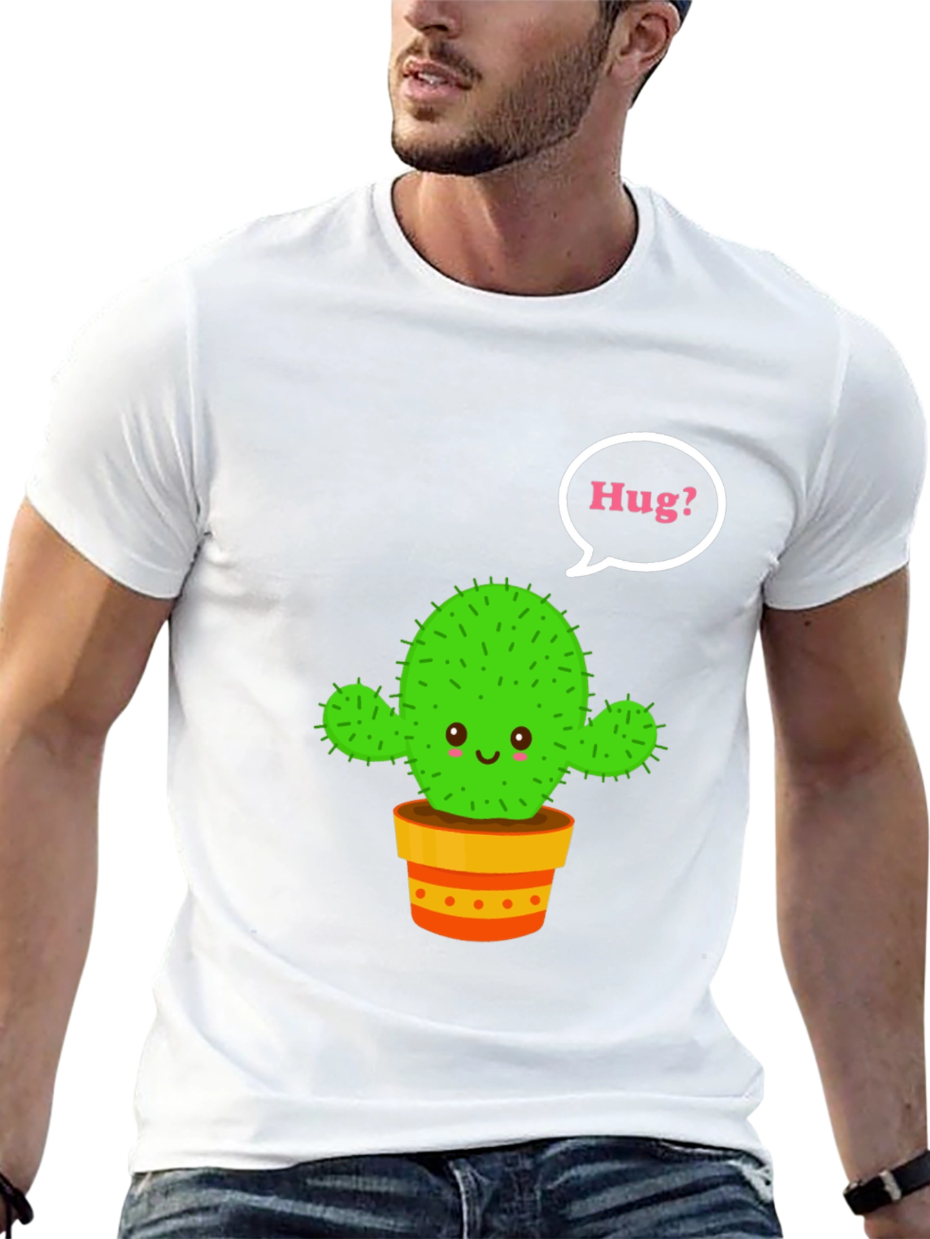 Black Cactus Hug T-Shirt - Cute Graphic Tee view 13
