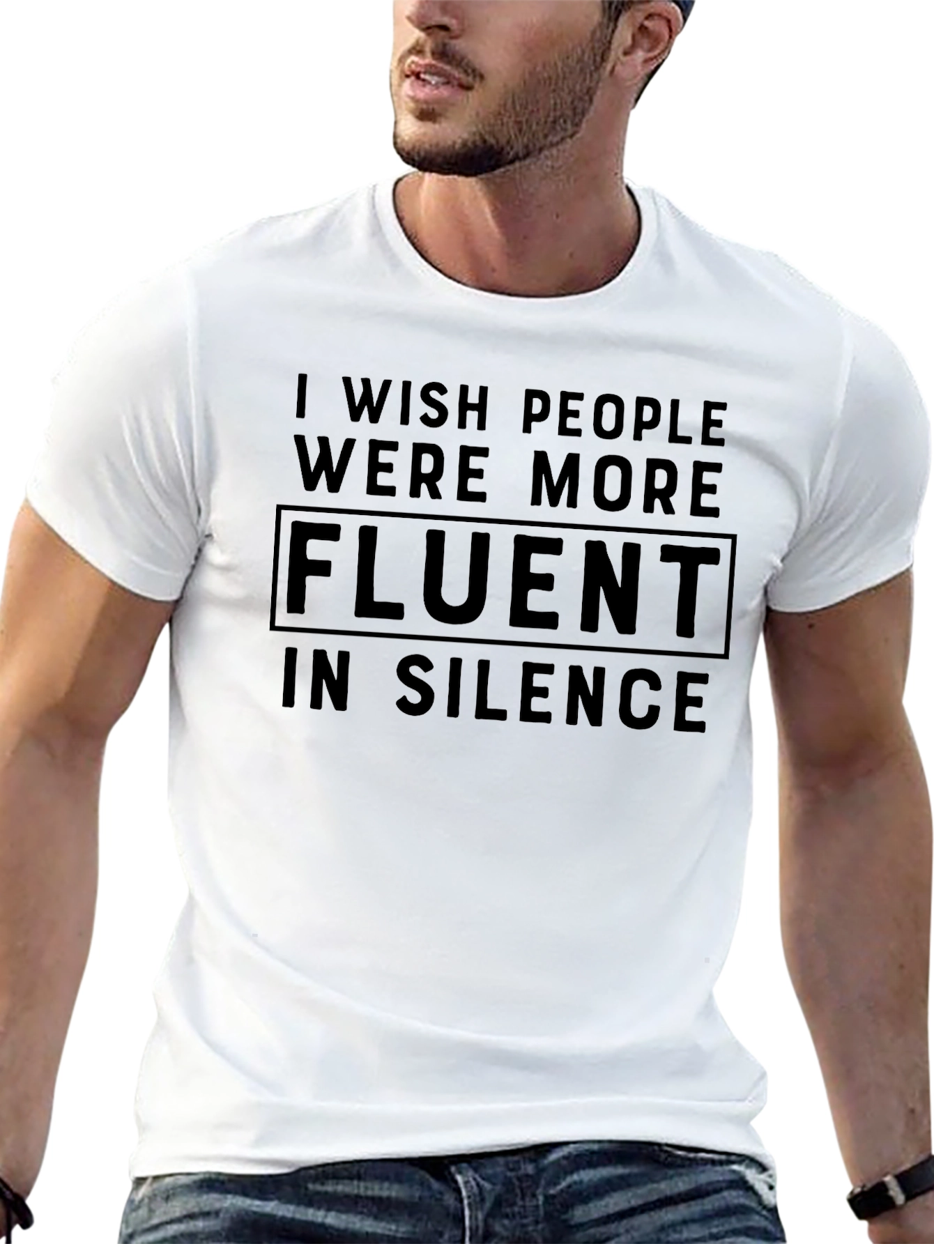 Black Fluent In Silence Graphic Tee - Black Cotton Blend view 13