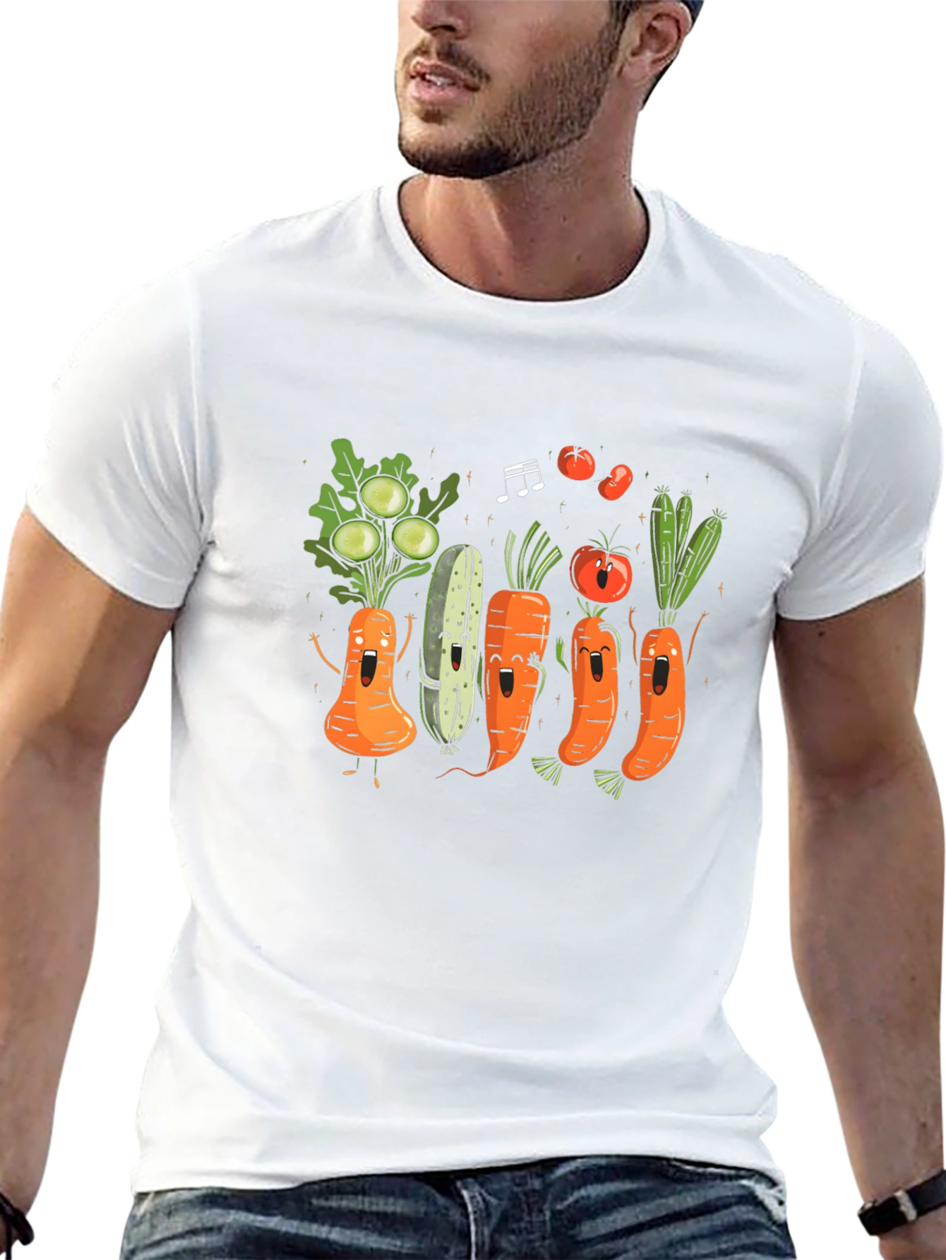 Black Vegetable Band T-Shirt: Fun Foodie Fashion view 13
