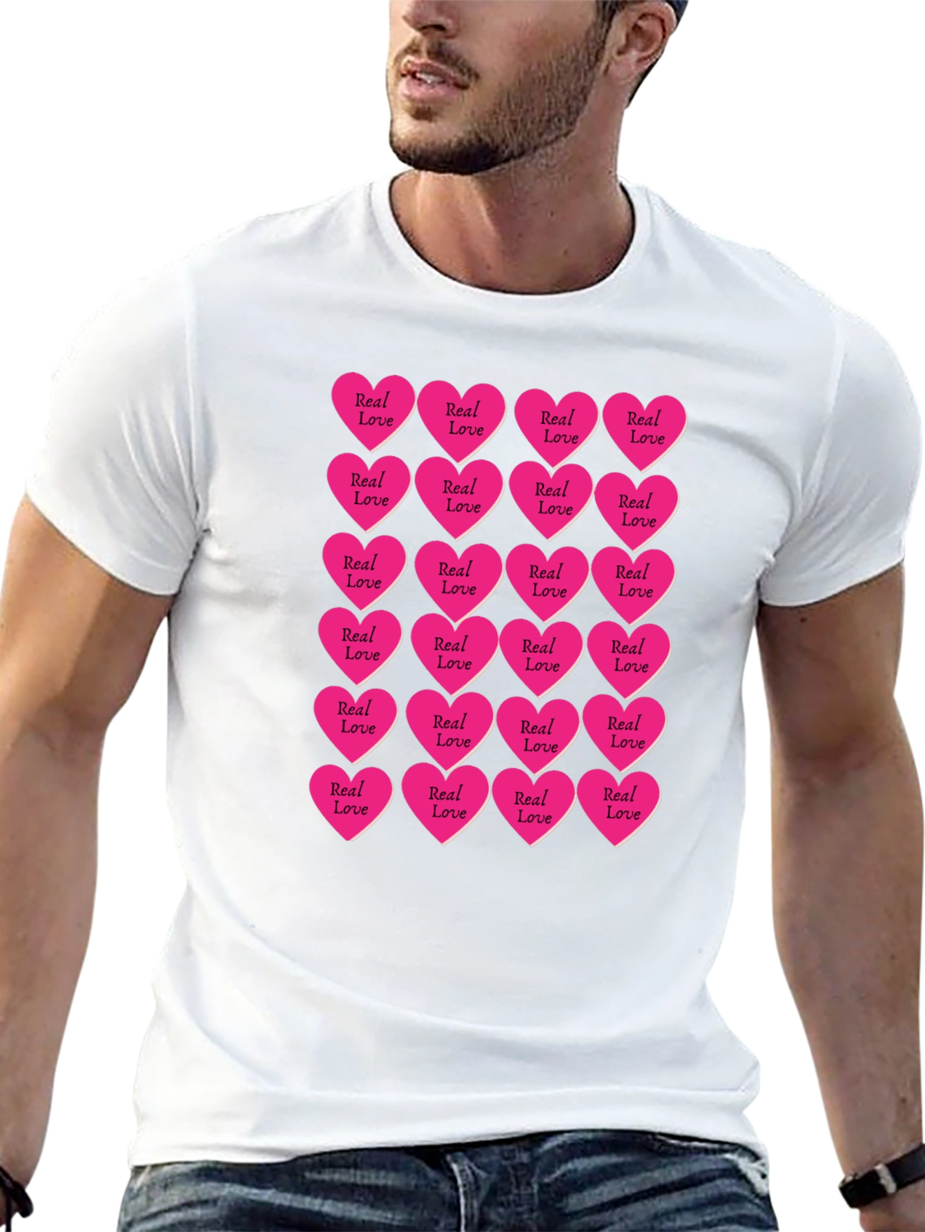 Black Real Love Hearts T-Shirt - Graphic Print Tee view 13