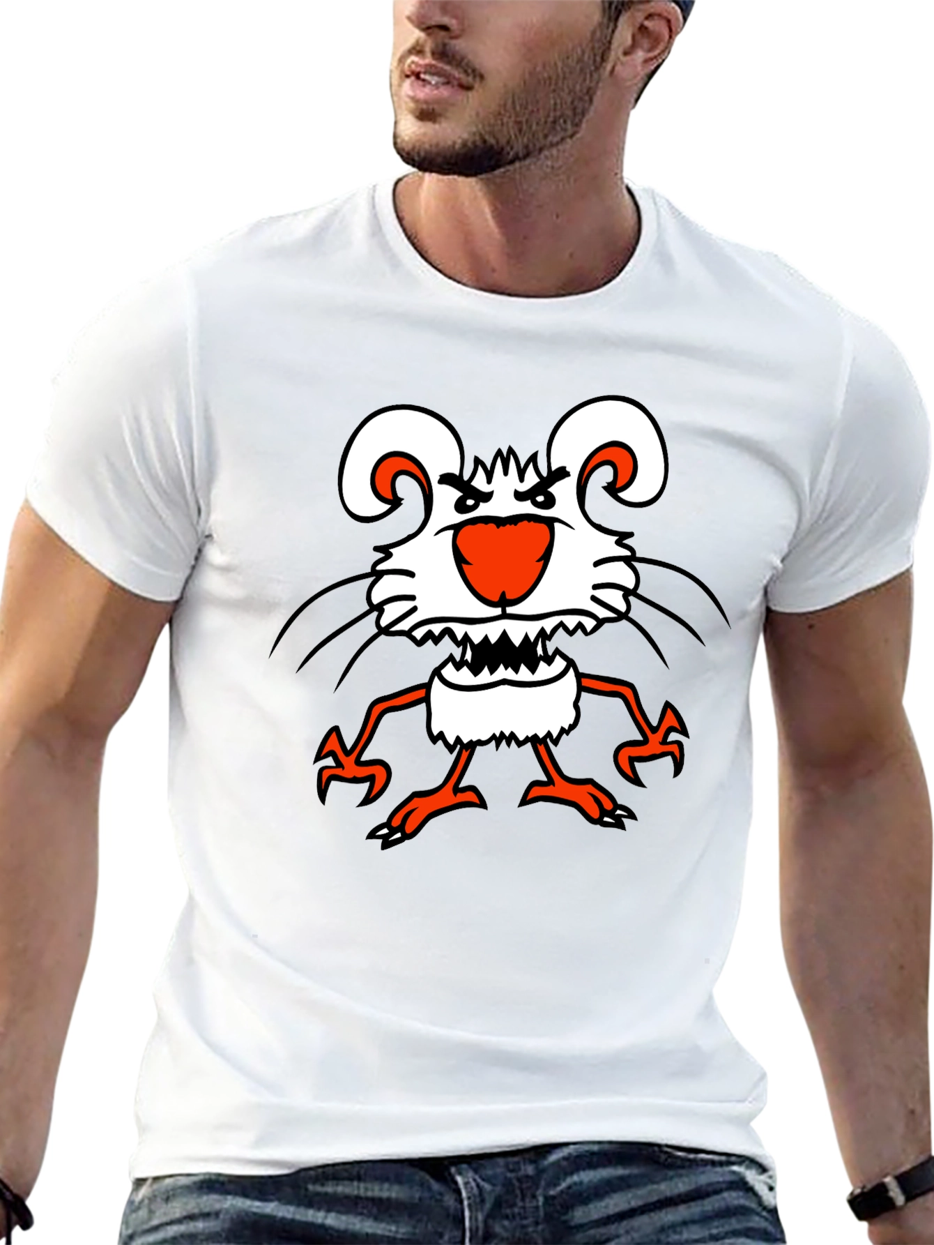 Black Funny Cartoon Mouse Graphic Black T-Shirt view 13