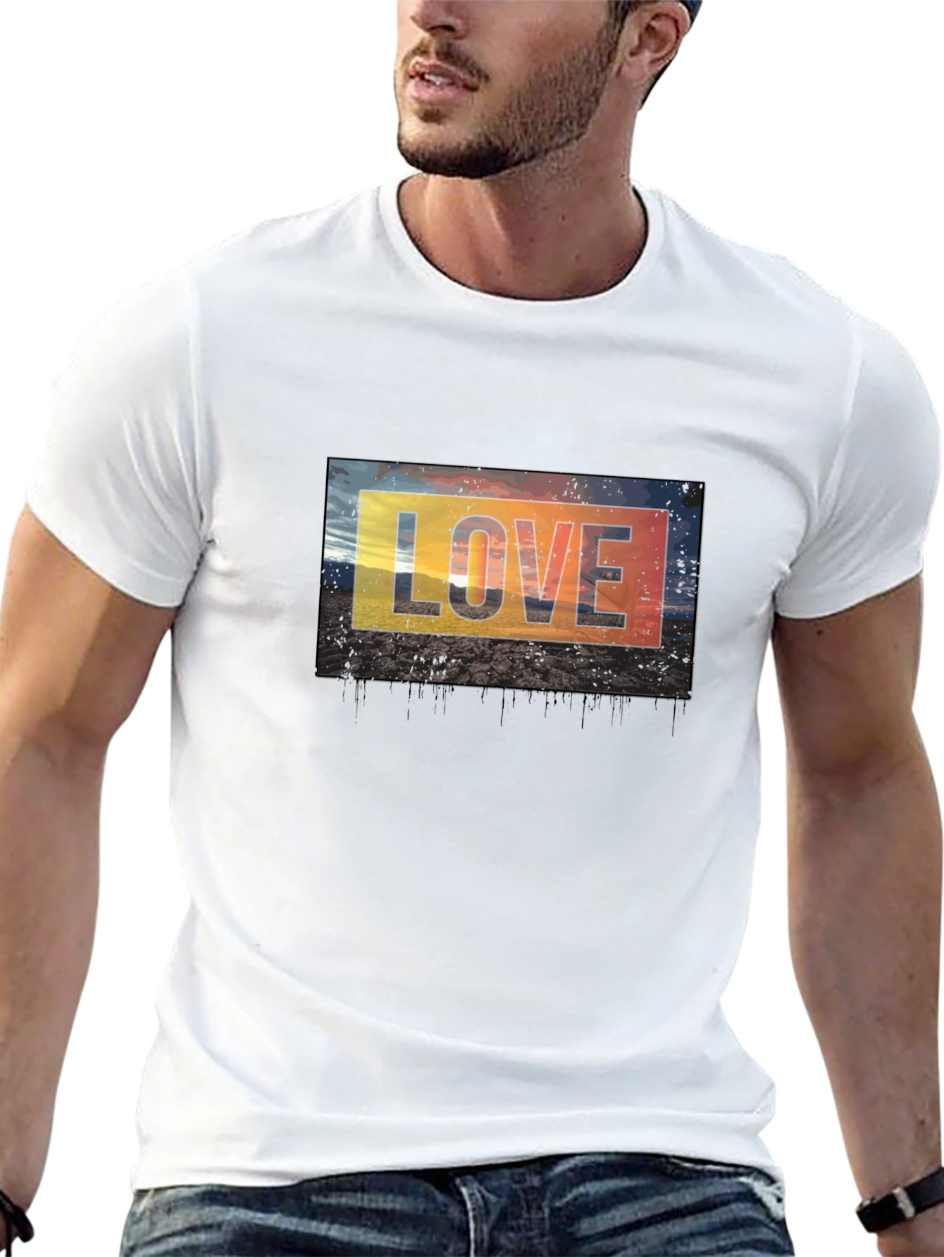 Black Love Graphic Tee - Black Cotton Blend Casual T-Shirt view 13