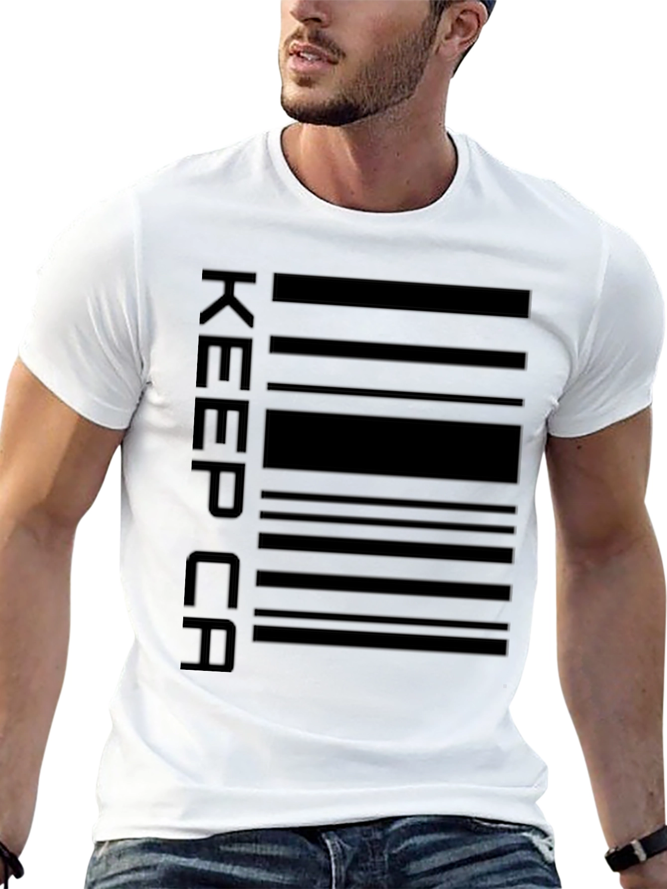 Black Keep Calm Barcode Graphic Tee - Classic Comfort view 13