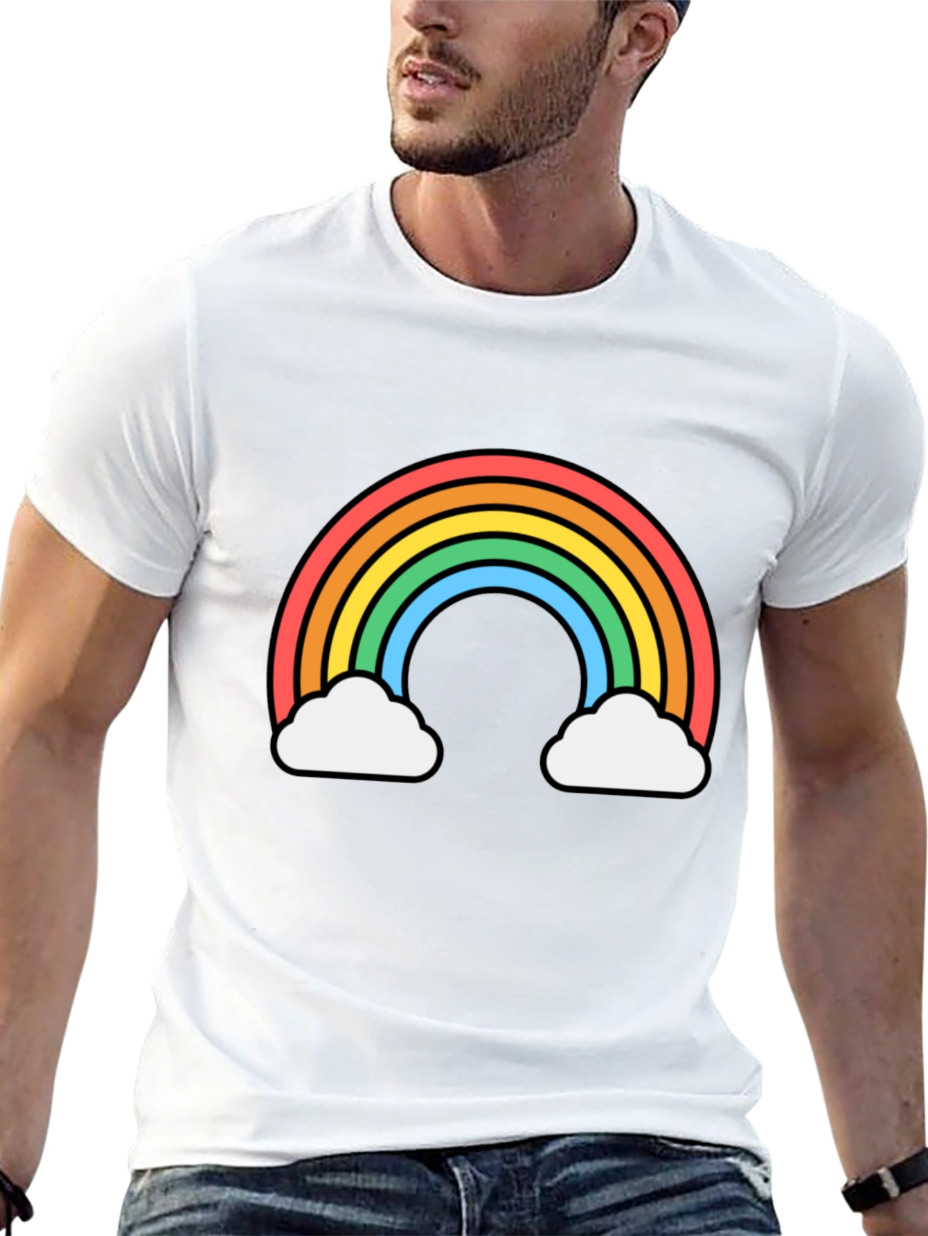 Black Rainbow Cloud Graphic Tee - Black Unisex T-Shirt view 13