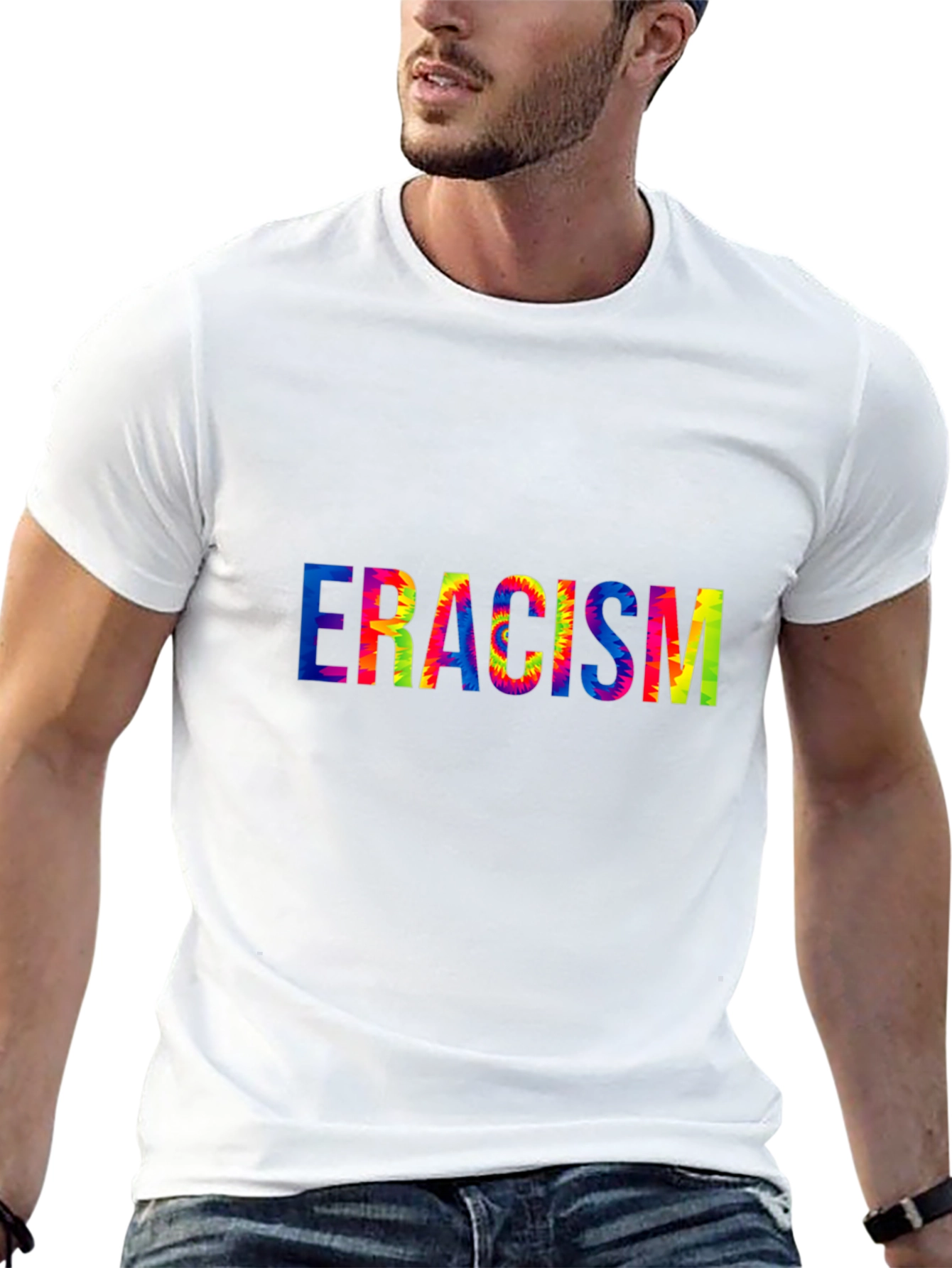 Black Eradicate Racism Tie Dye Graphic Tee view 13