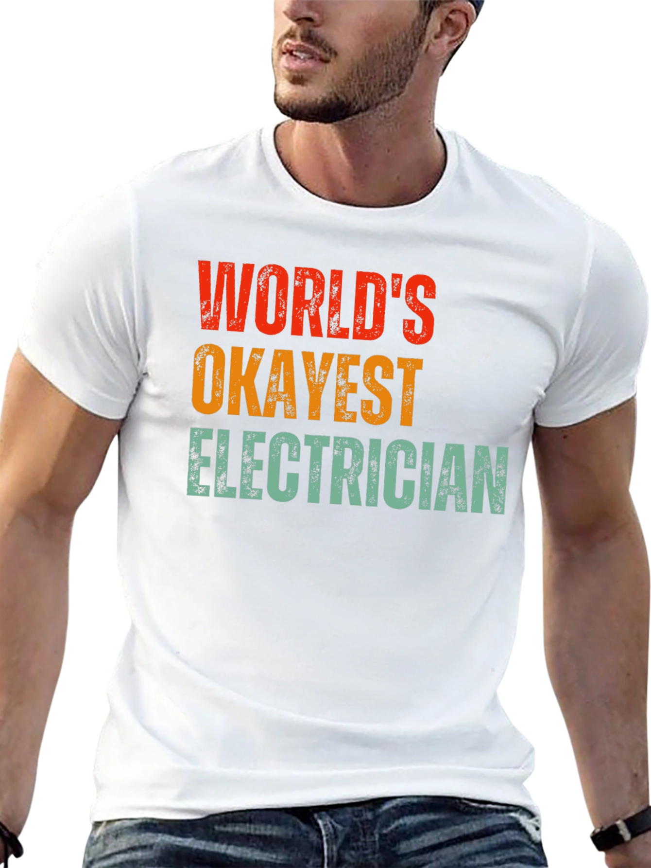 Black World's Okayest Electrician T-Shirt view 13