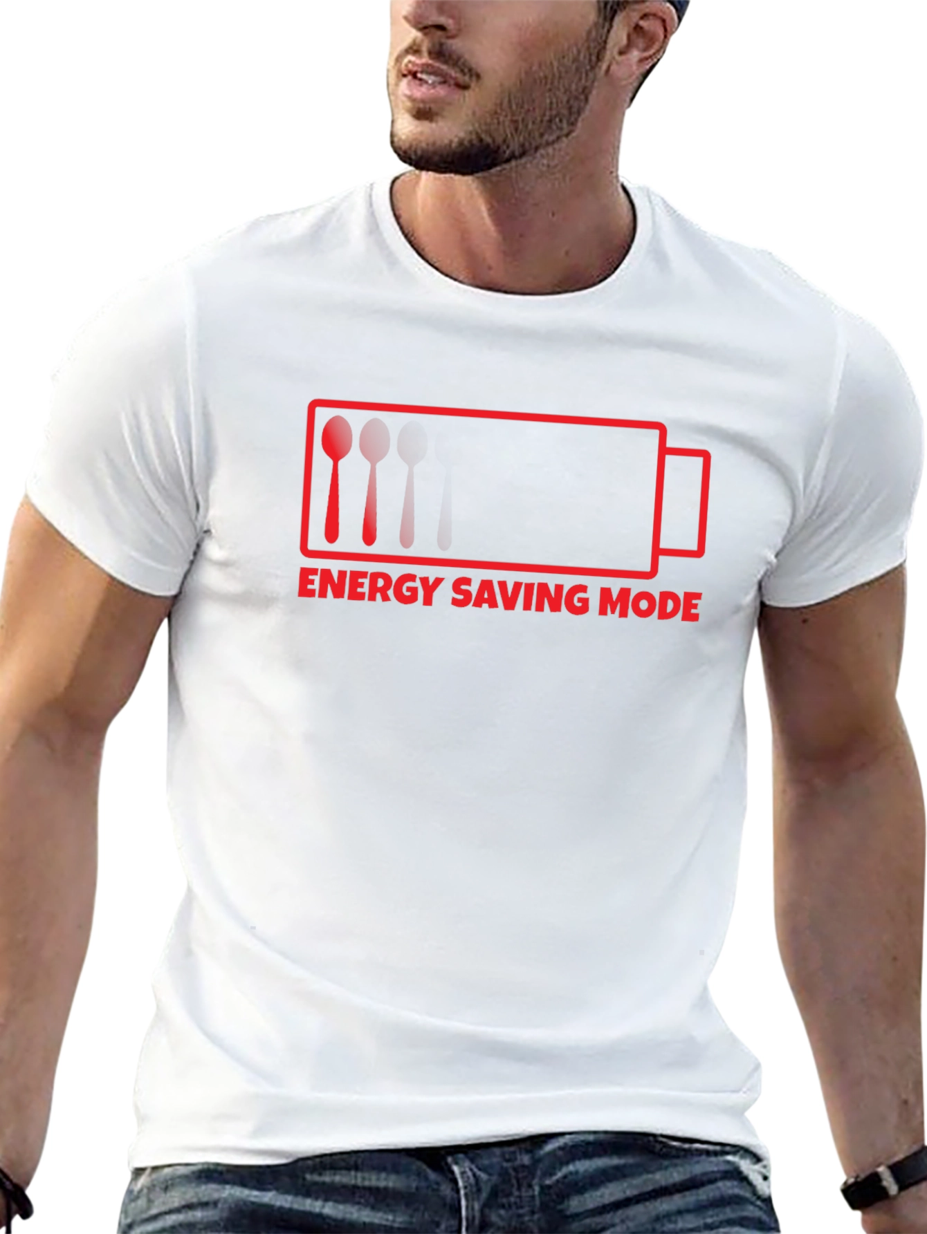 Black Energy Saving Mode Funny T-Shirt view 13