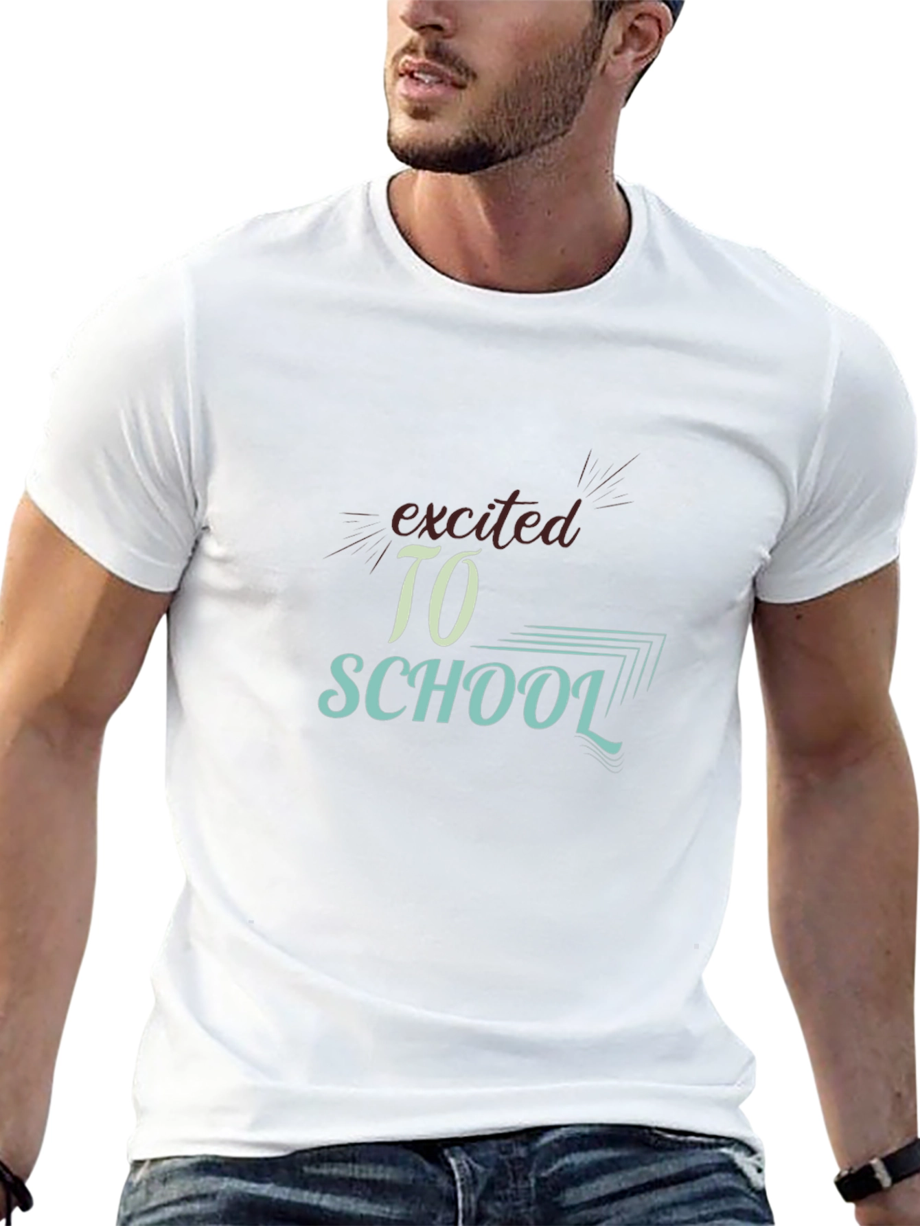 Black Excited to School T-Shirt view 13