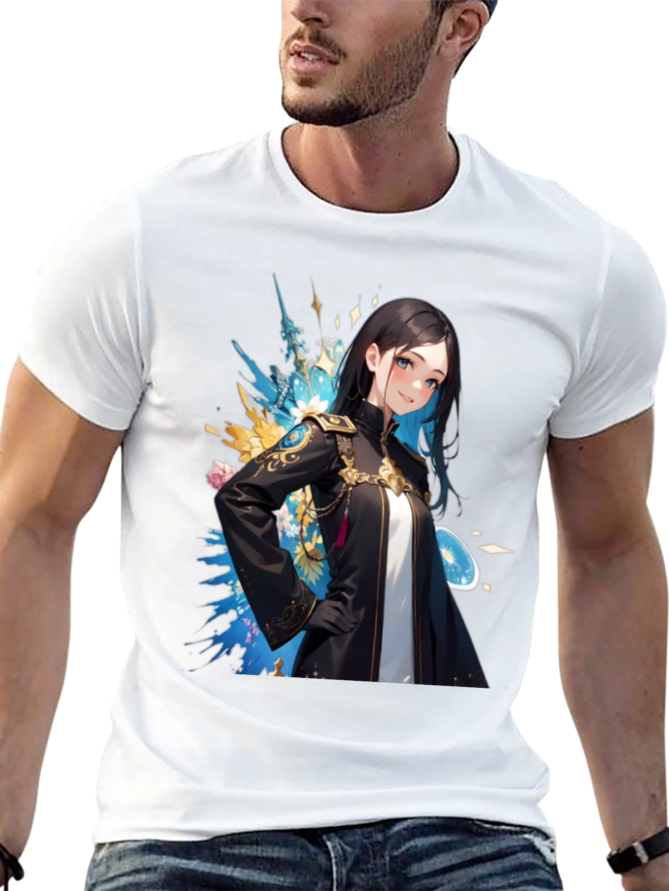 Black Anime Girl Graphic Black T-Shirt view 13