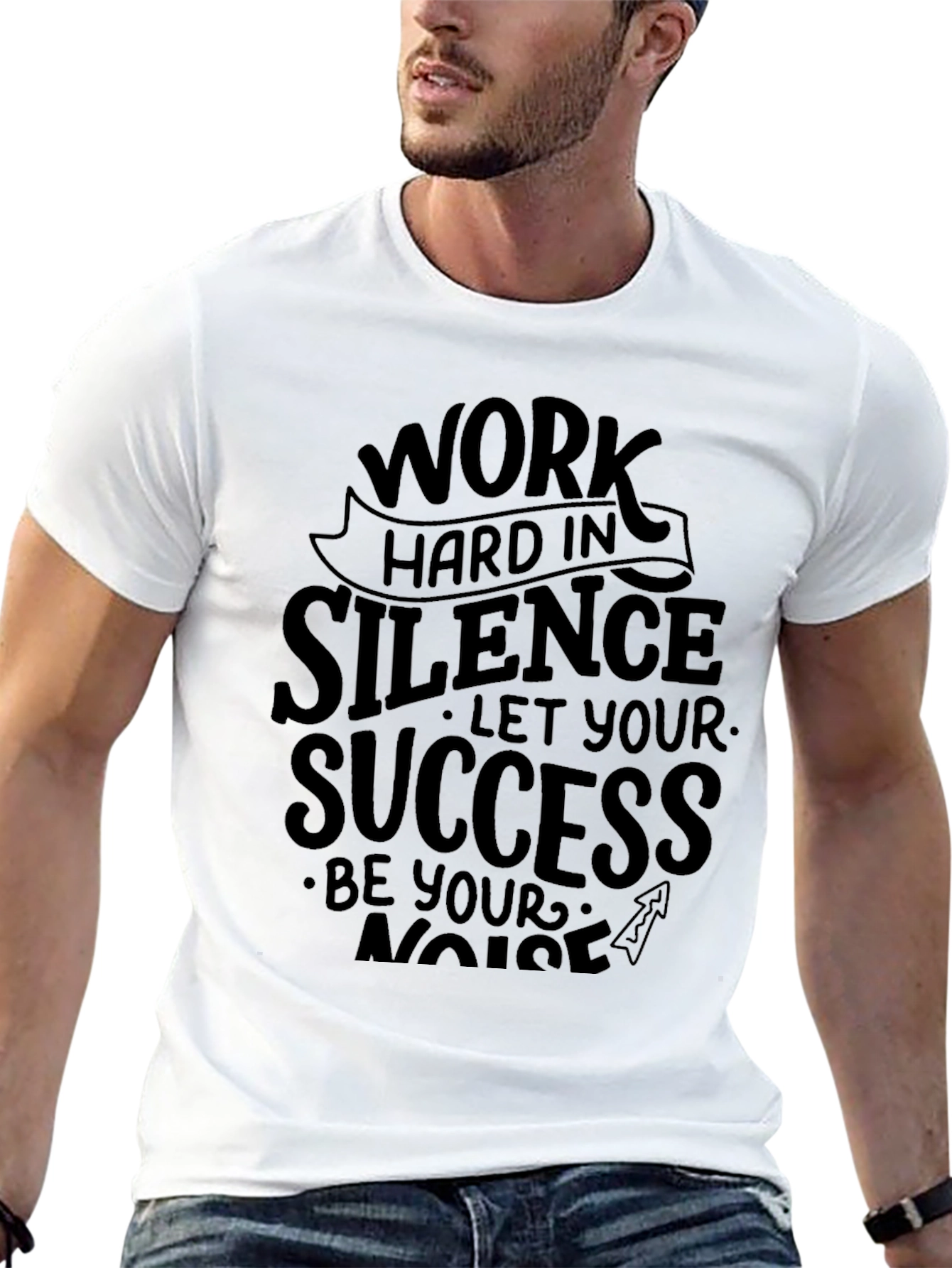 Black Work Hard in Silence T-Shirt - Motivational Quote Tee view 13