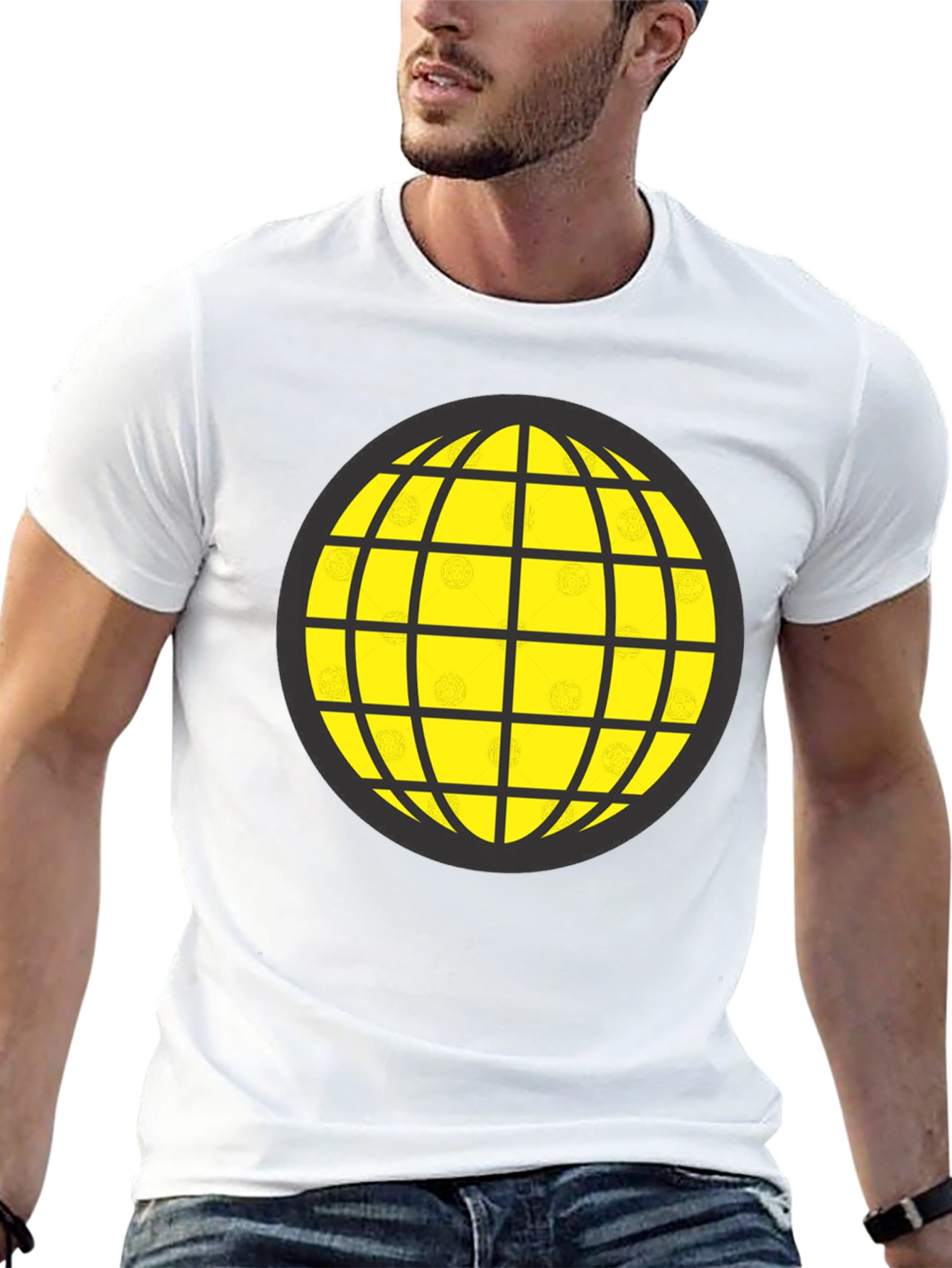 Black Graphic Globe Tee - Black Cotton Blend view 13