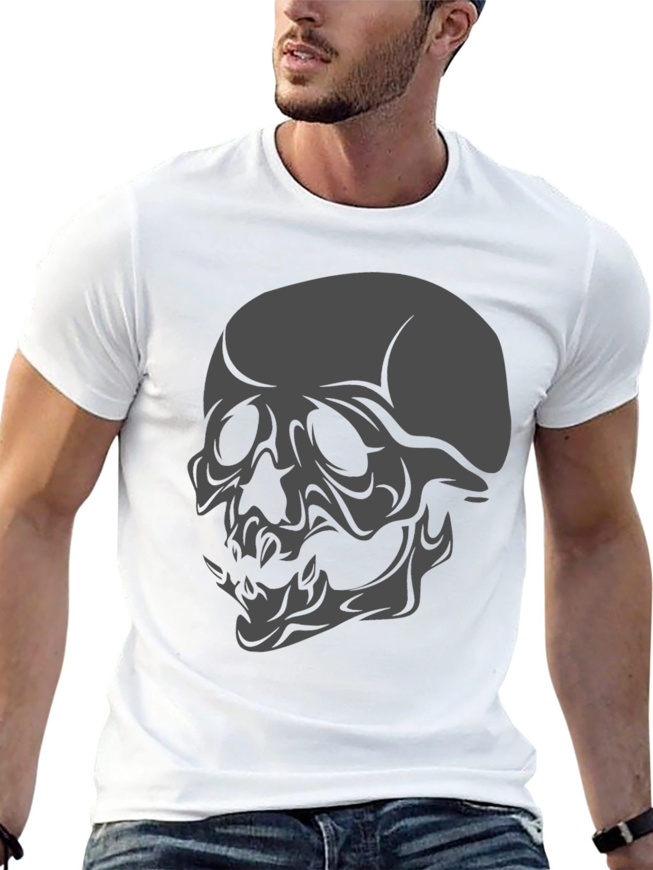 Black Skull Graphic Black T-Shirt view 13