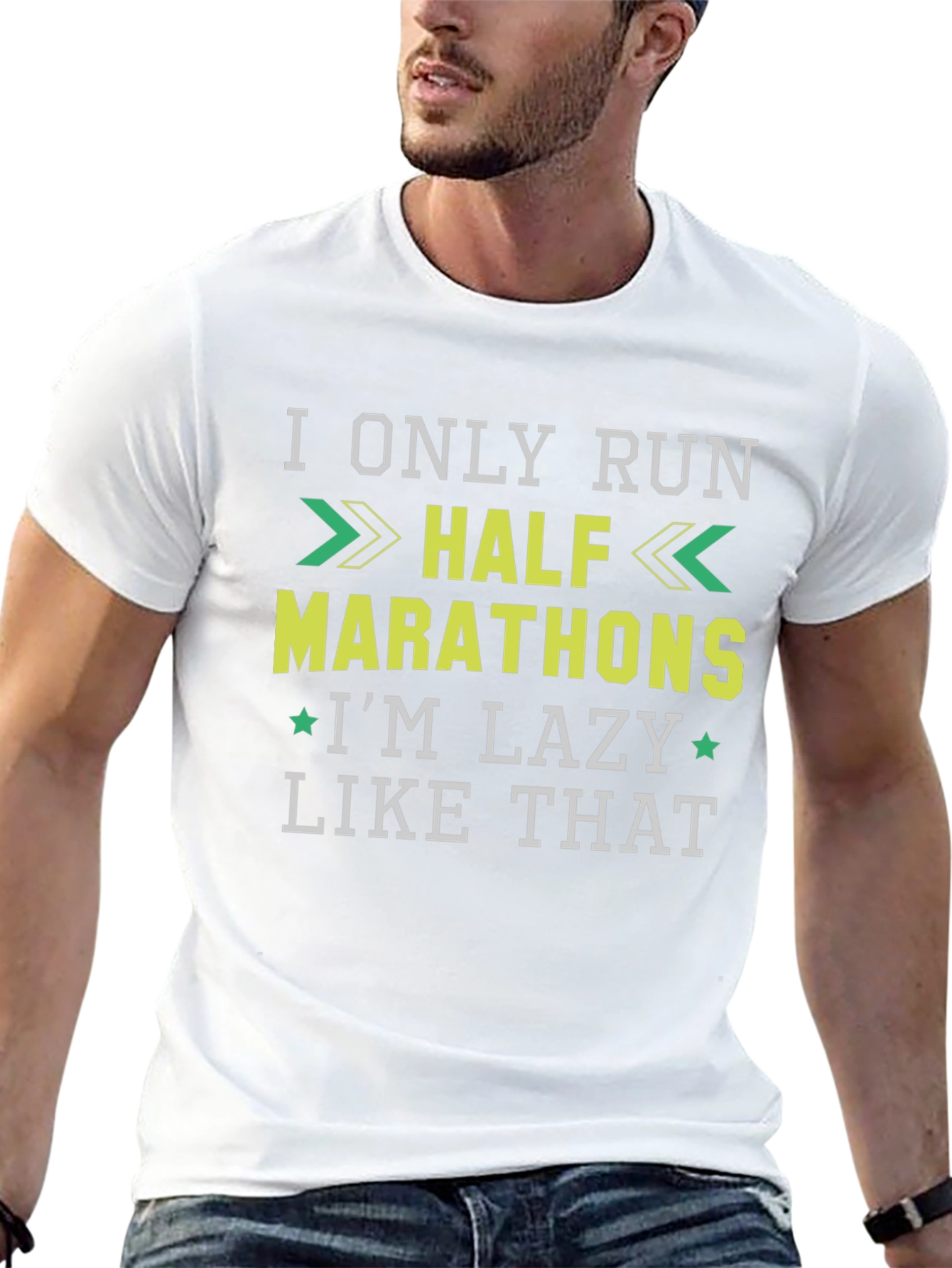 Black Funny Running T-Shirt: I Only Run Half Marathons - I'm Lazy Like That! view 13