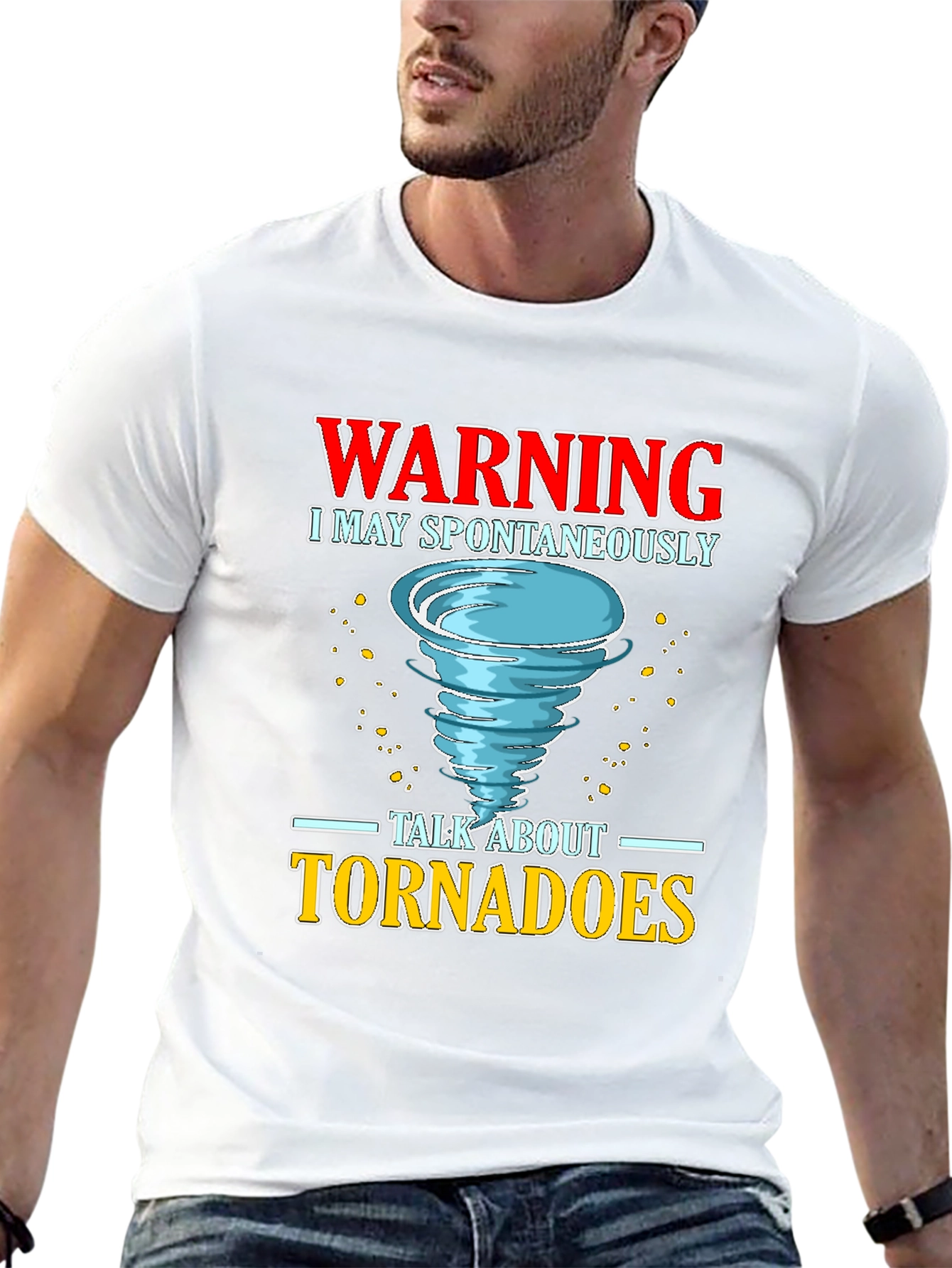 Black Warning Tornado Funny Graphic T-Shirt view 13