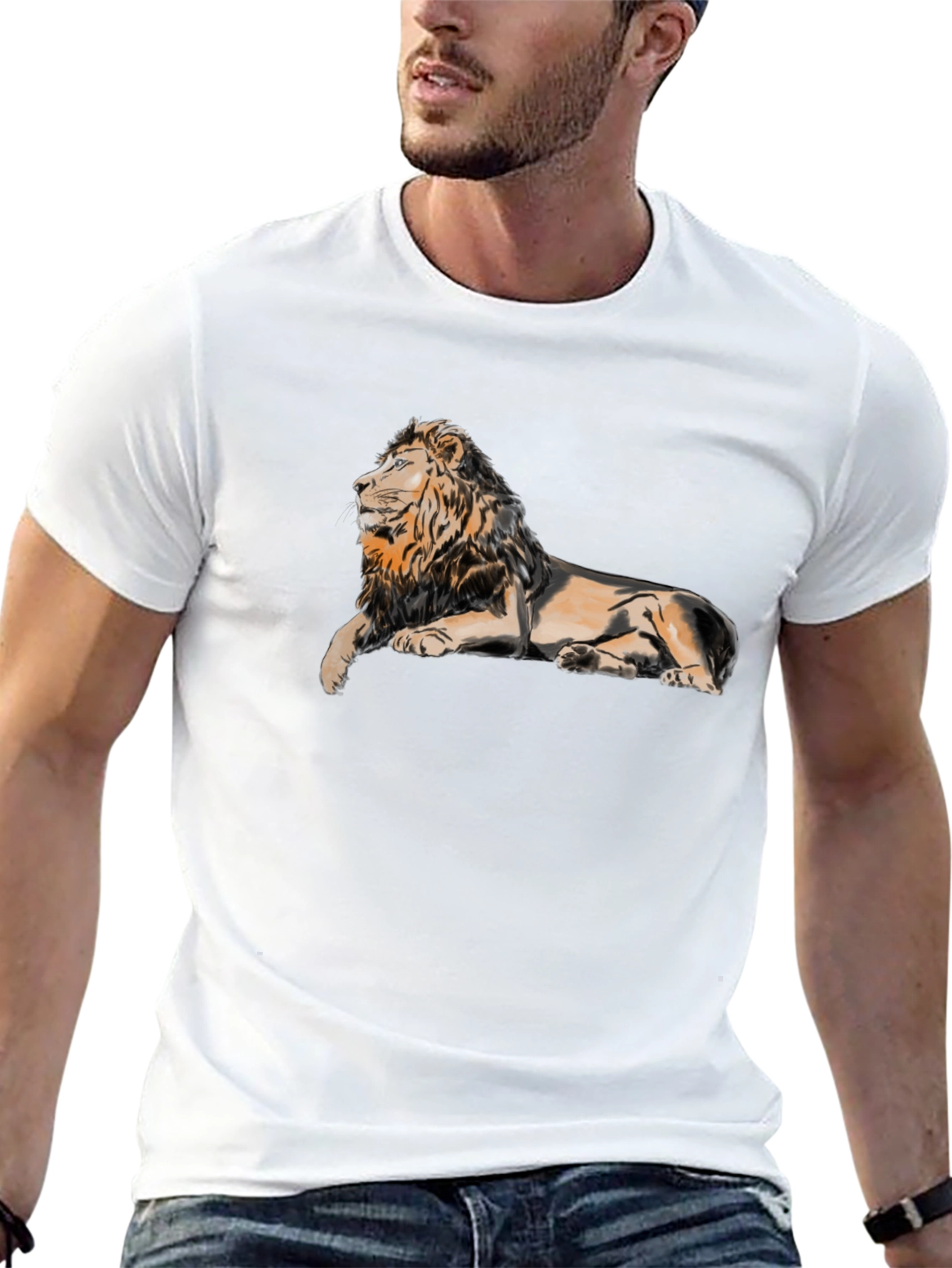 Black Lion Graphic Print T-Shirt - Black view 13