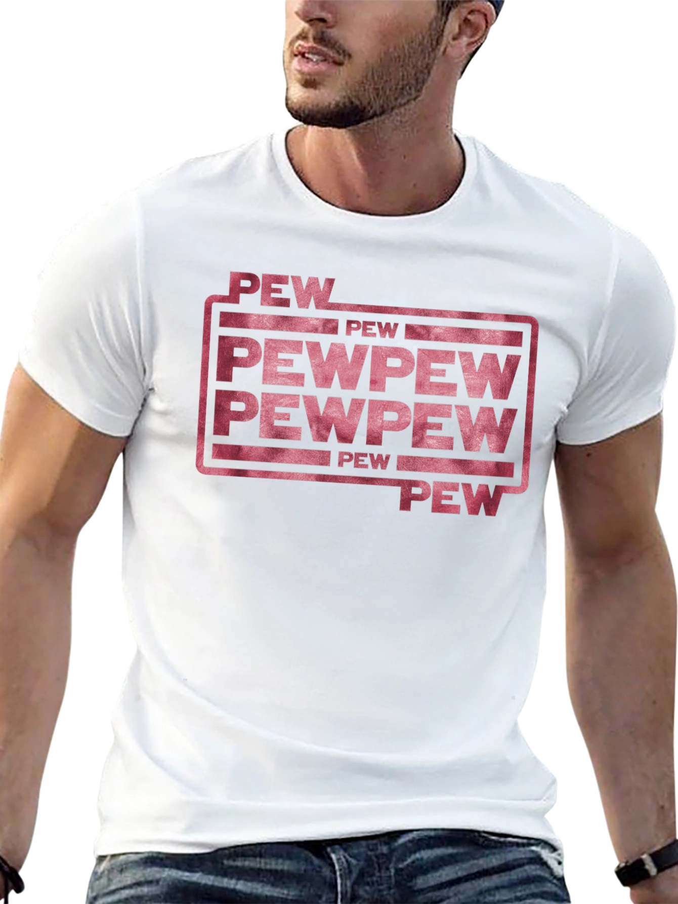 Black Pew Pew Funny Graphic T-Shirt view 13