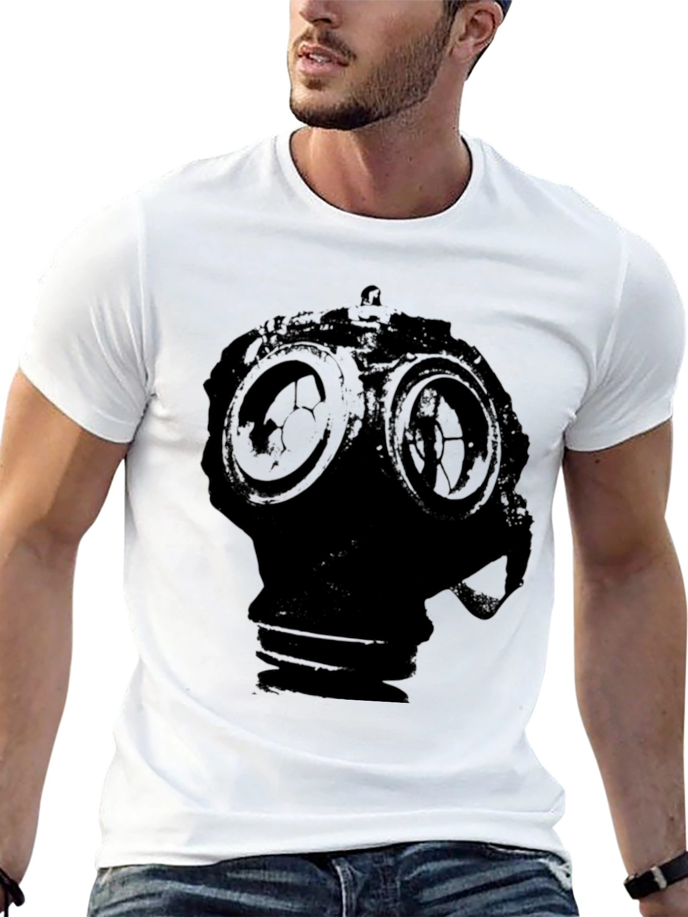 Black Gas Mask Graphic T-Shirt - Dark Style view 13