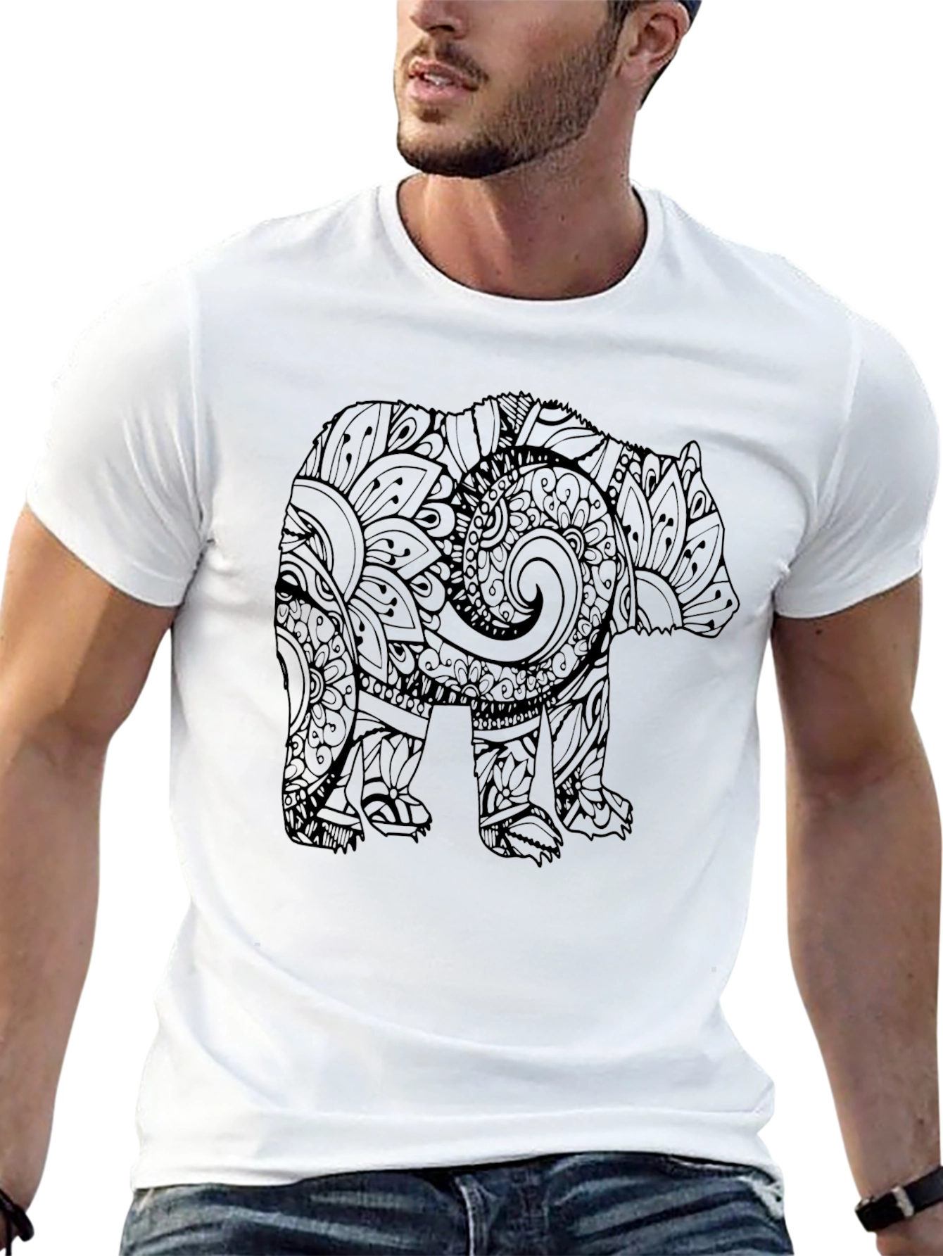 Black Bear Mandala Graphic Black T-Shirt view 13