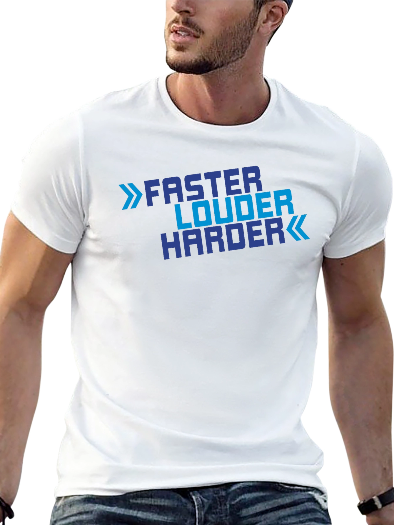 Black Faster Louder Harder Graphic Tee view 13