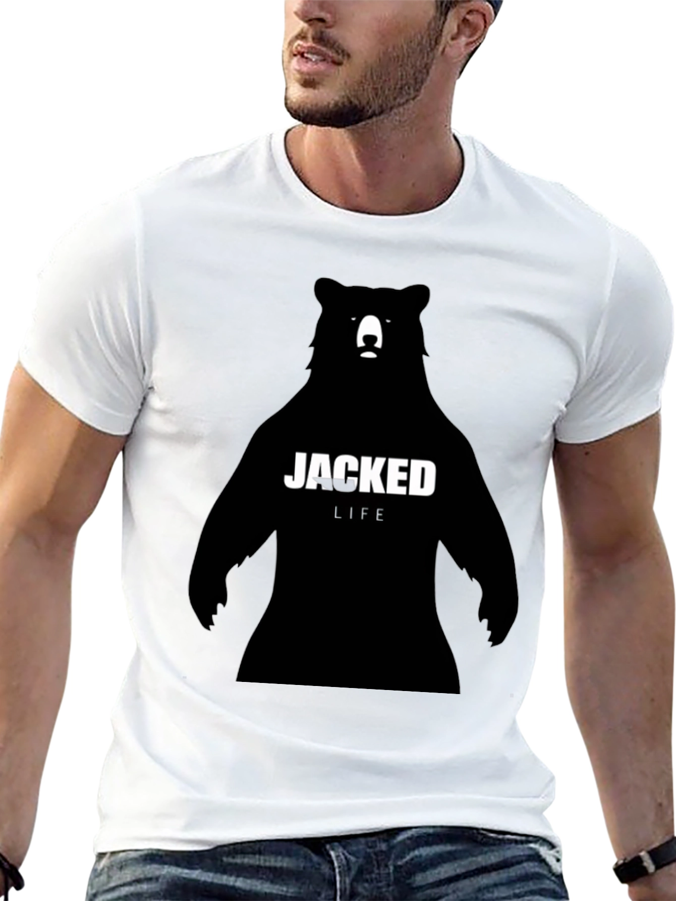 Black Jacked Life Bear Graphic T-Shirt - Black view 13