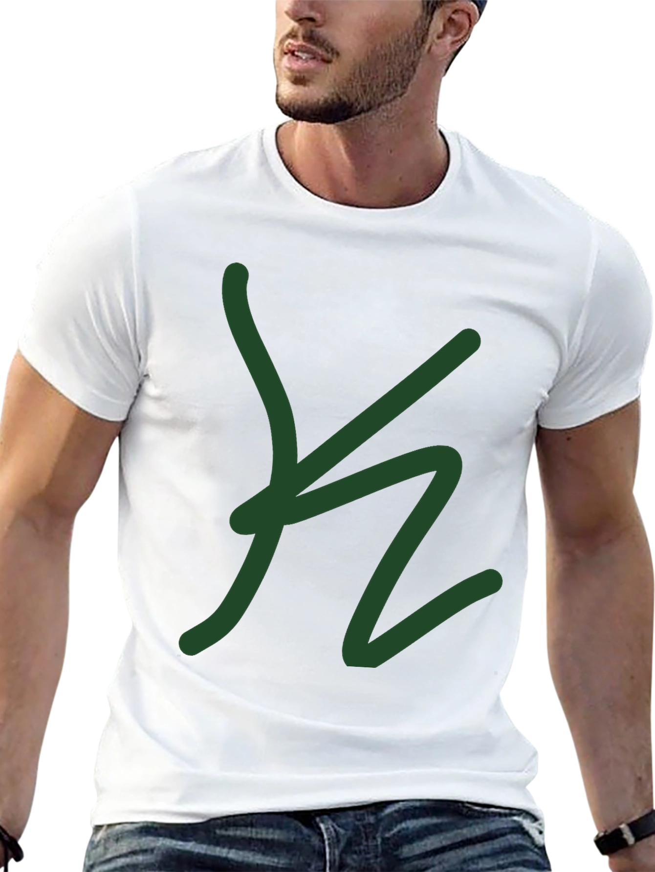 Black Black Graphic Tee - Abstract Green Design view 13