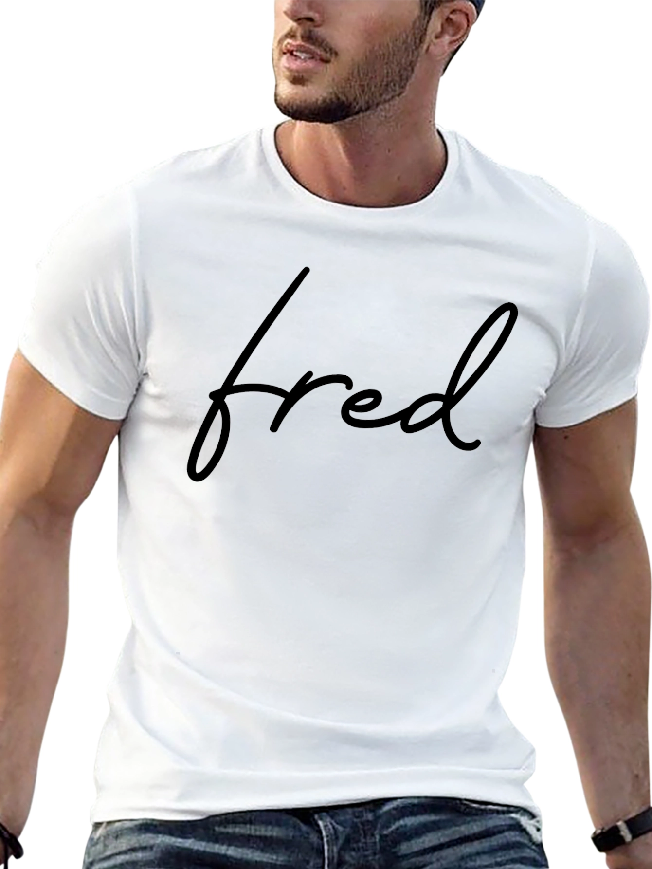Black Fred Script Black T-Shirt - Modern Style view 13
