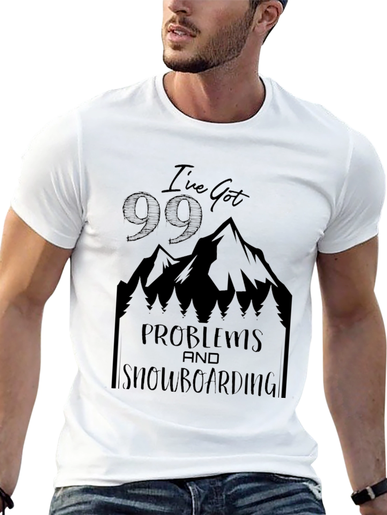 Black I've Got 99 Problems Snowboarding T-Shirt view 13