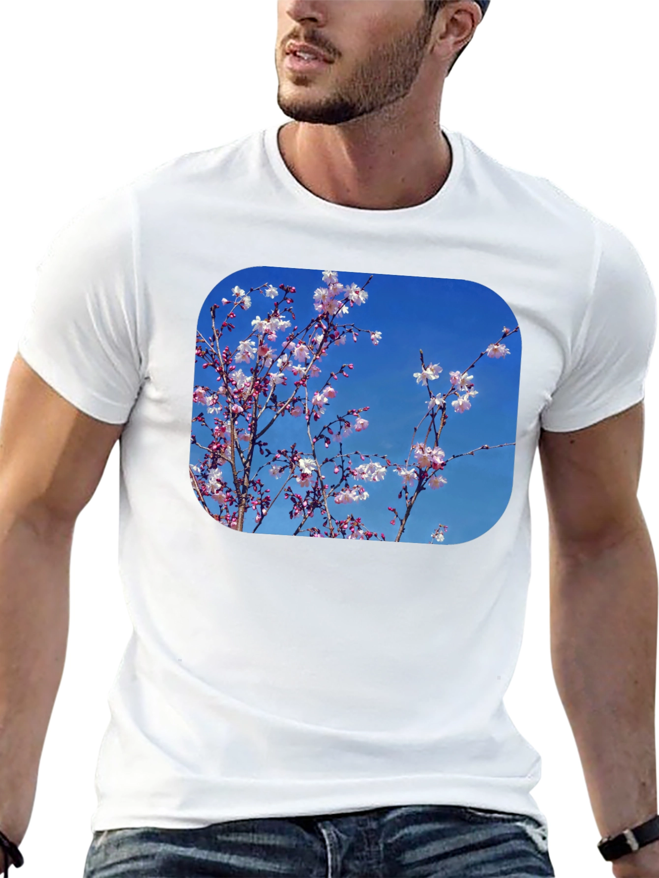Black Blossom Tee - Black Cotton Blend with Floral Print view 13