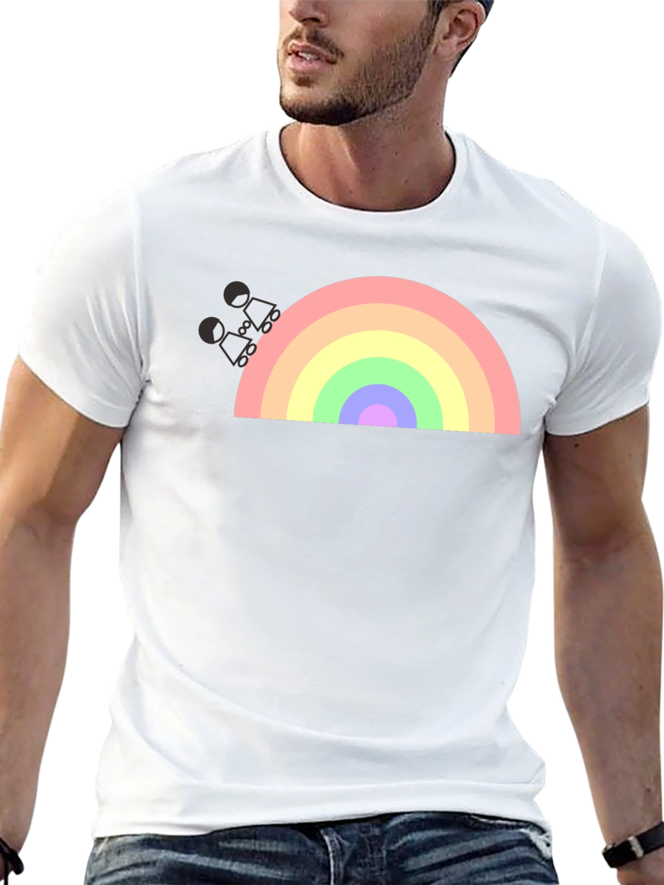 Black Rainbow Graphic T-Shirt - Black Cotton Blend view 13