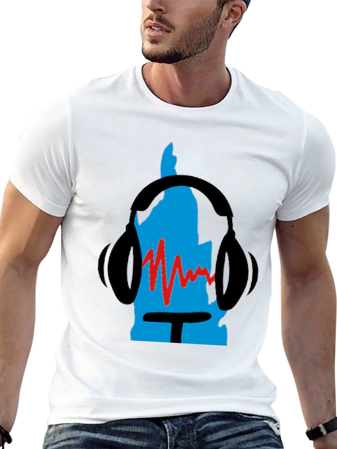 Black Retro Music Headphone Graphic Tee - Black view 13