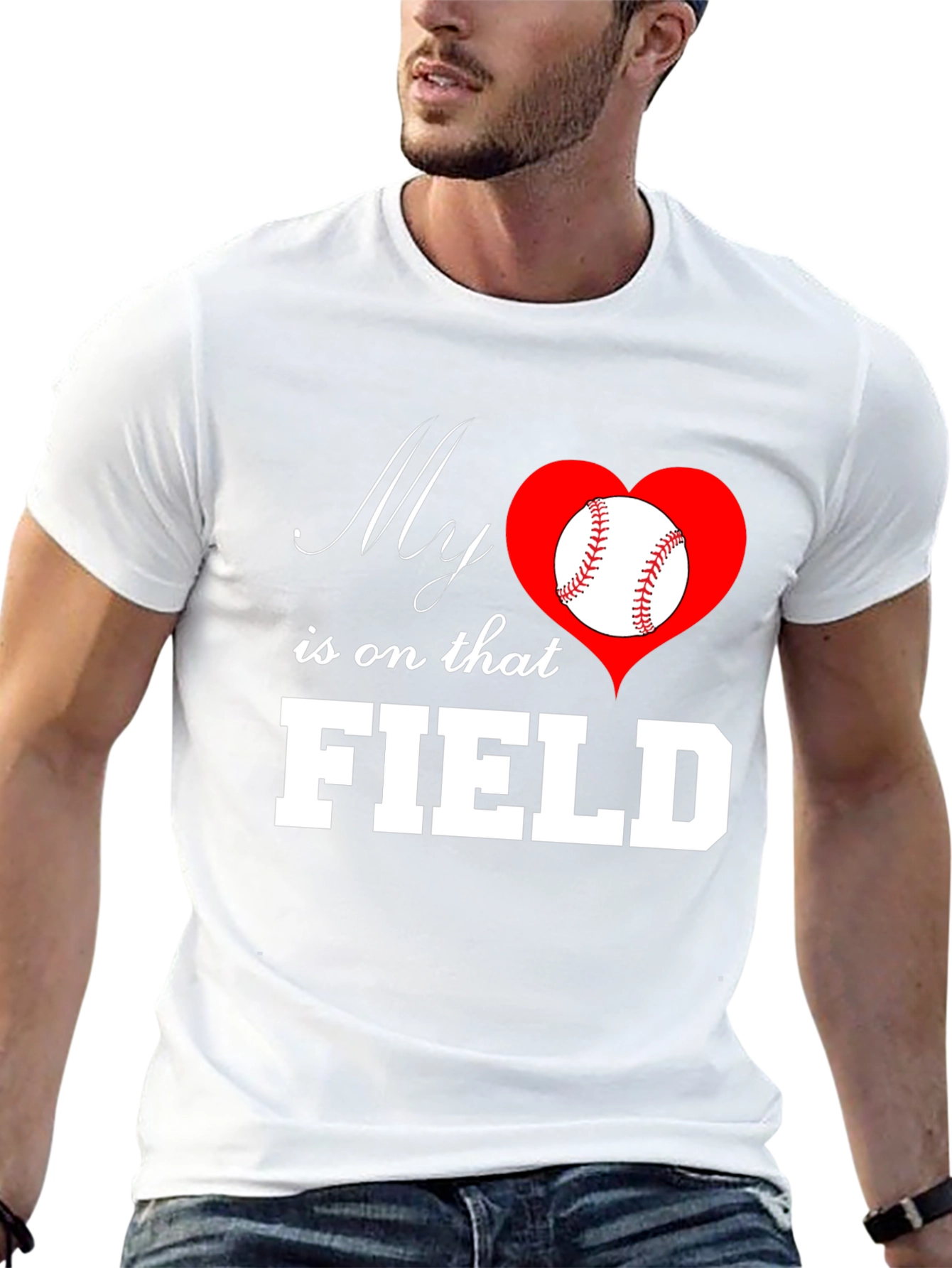 Black Baseball Mom T-Shirt: My Heart is on That Field view 13