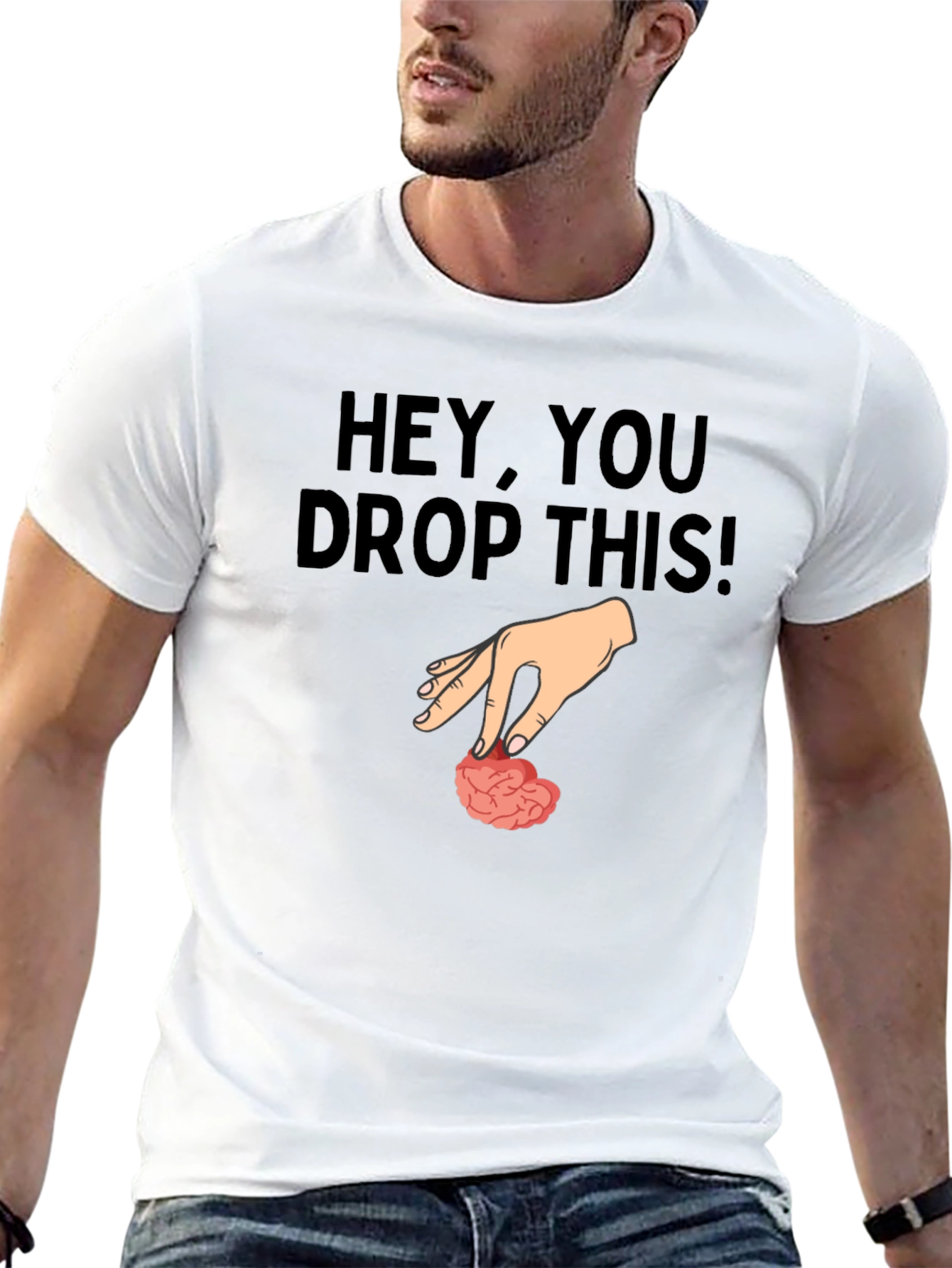 Black Hey, You Drop This! Brain Humor Graphic T-Shirt view 13