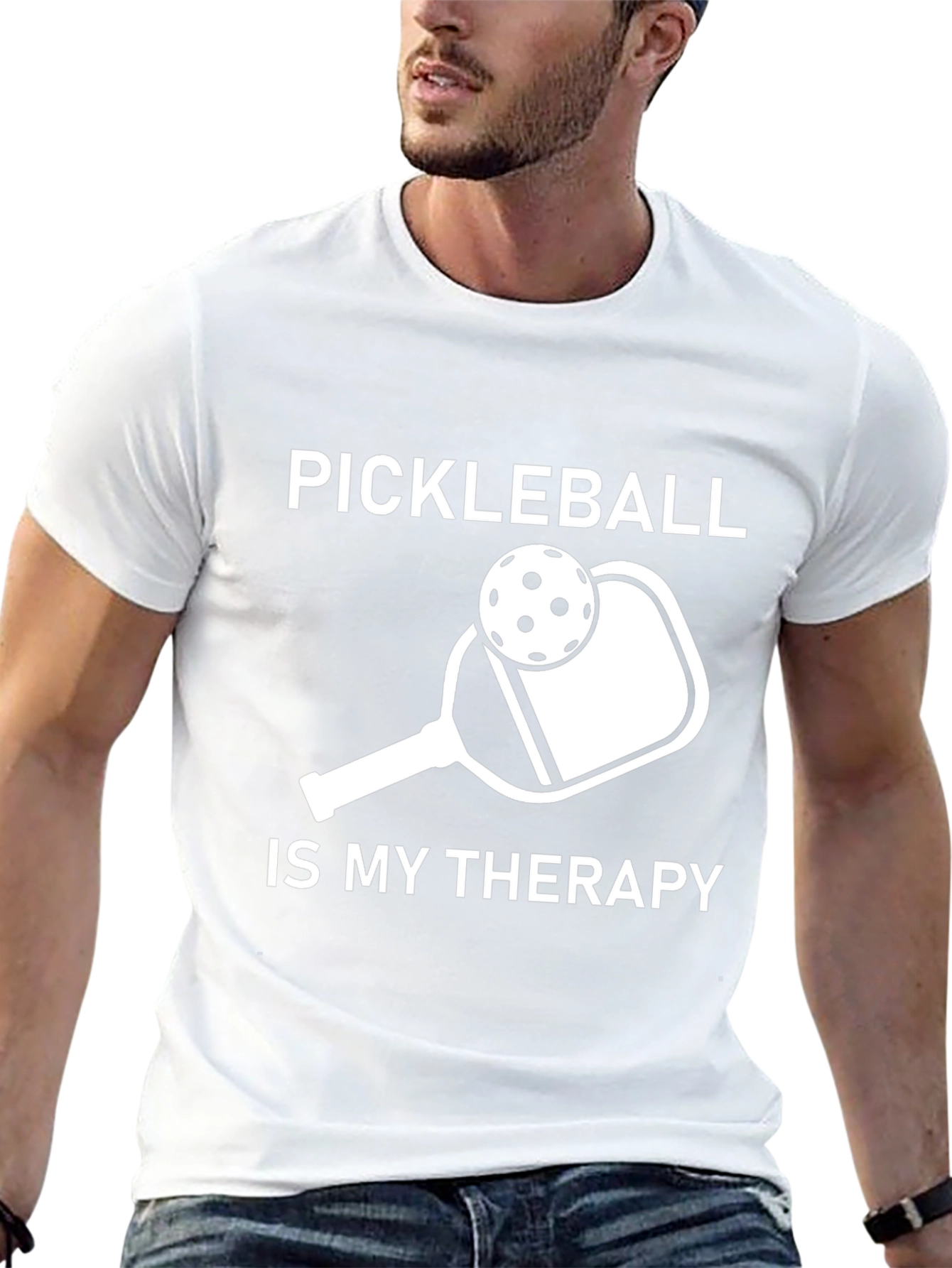 Black Pickleball Therapy T-Shirt view 13