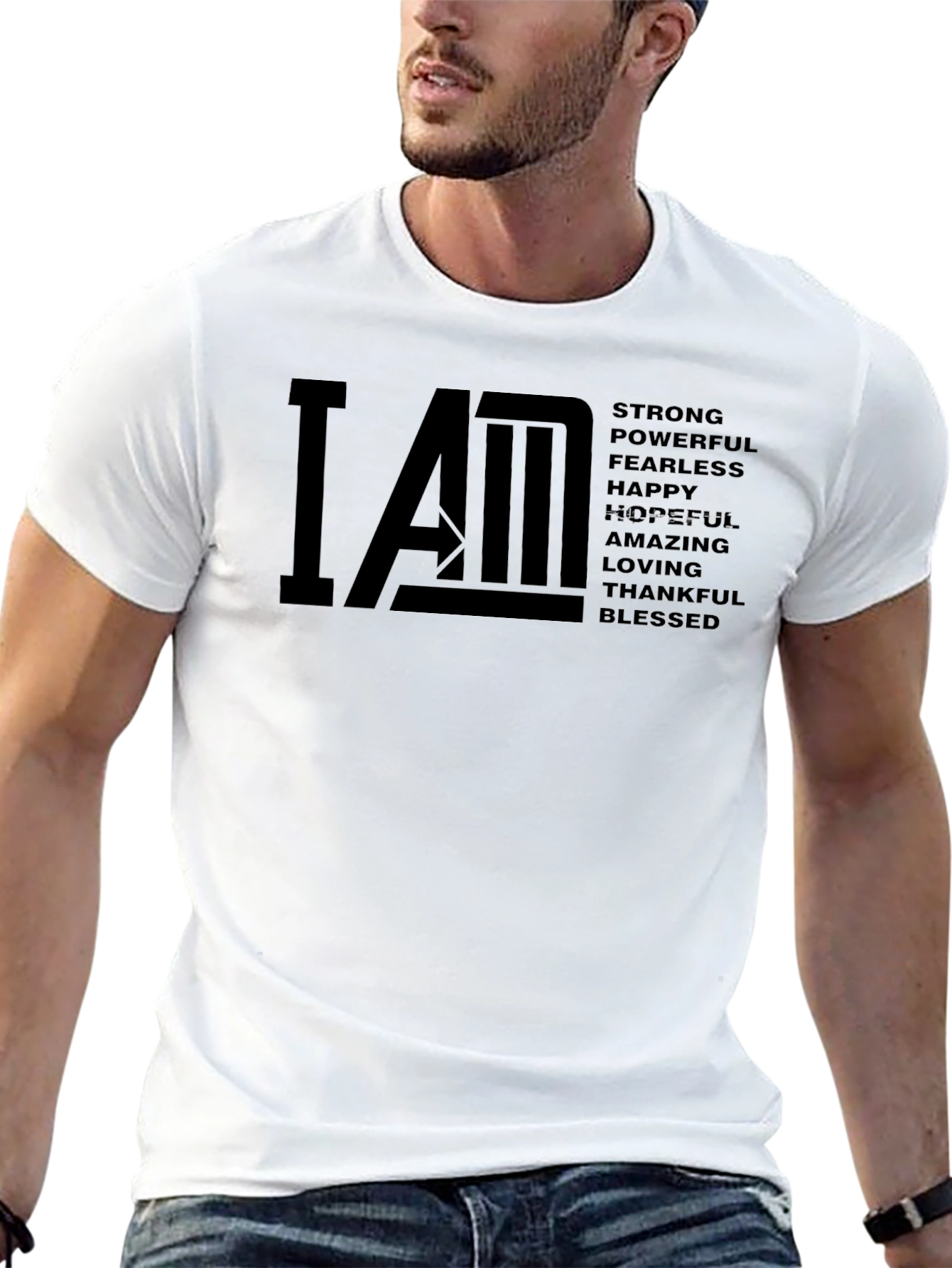 Black I AM Affirmation T-Shirt - Strong, Powerful, Blessed view 13