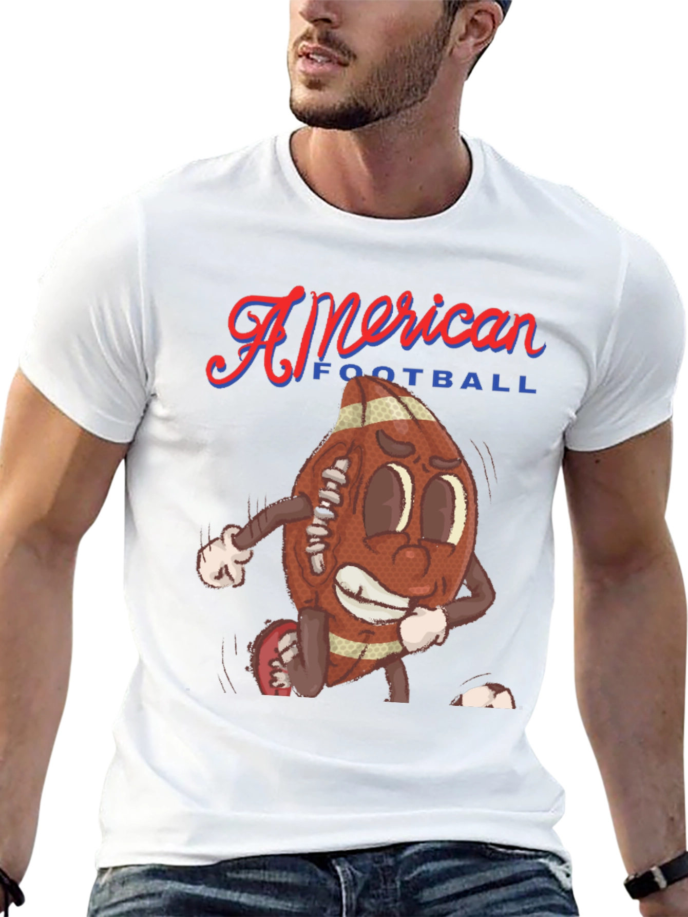 Black American Football Cartoon Tee view 13