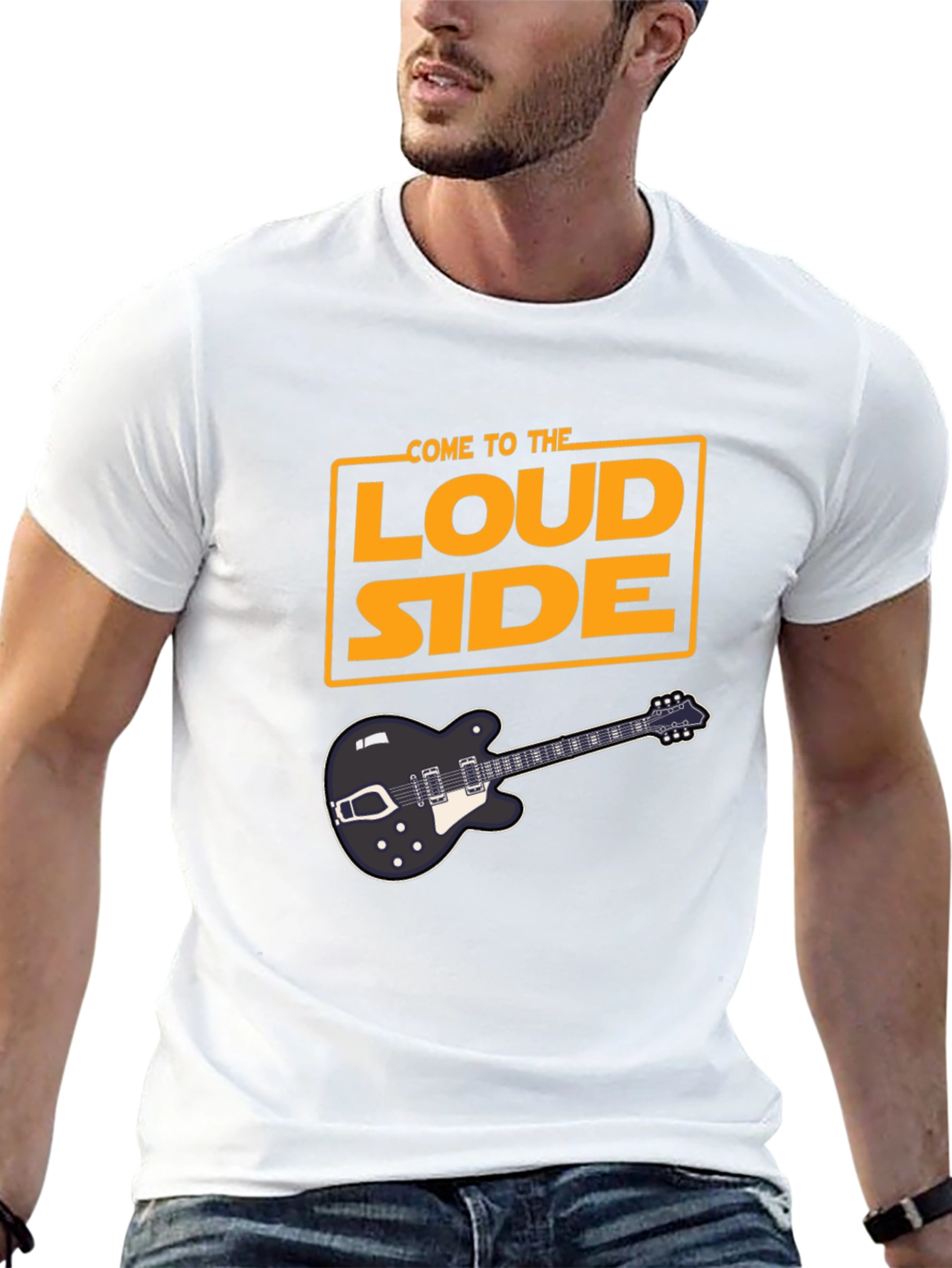Black Come To The Loud Side T-Shirt - Black Guitar Tee view 13
