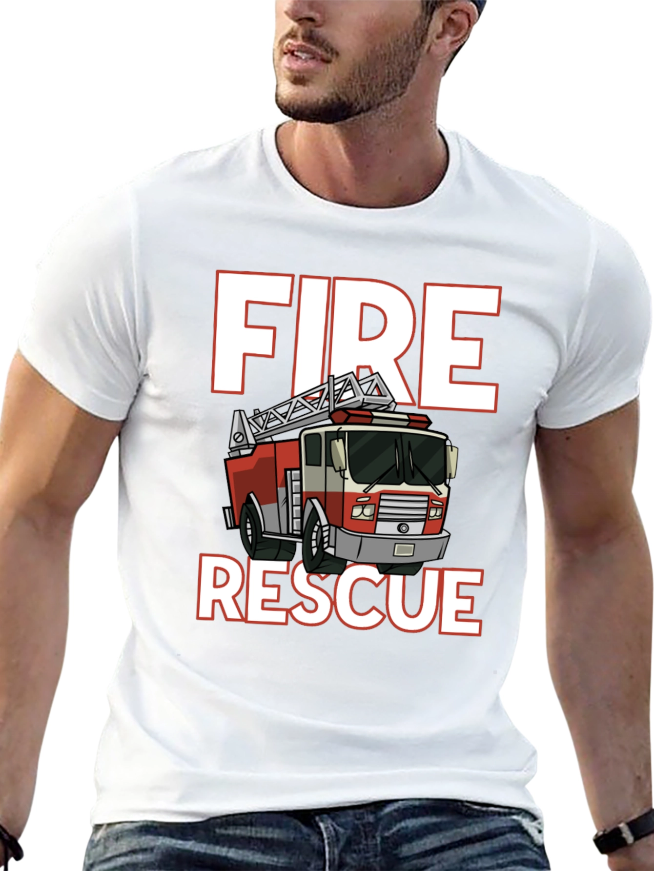 Black Fire Rescue T-Shirt - Black Cotton Tee view 13