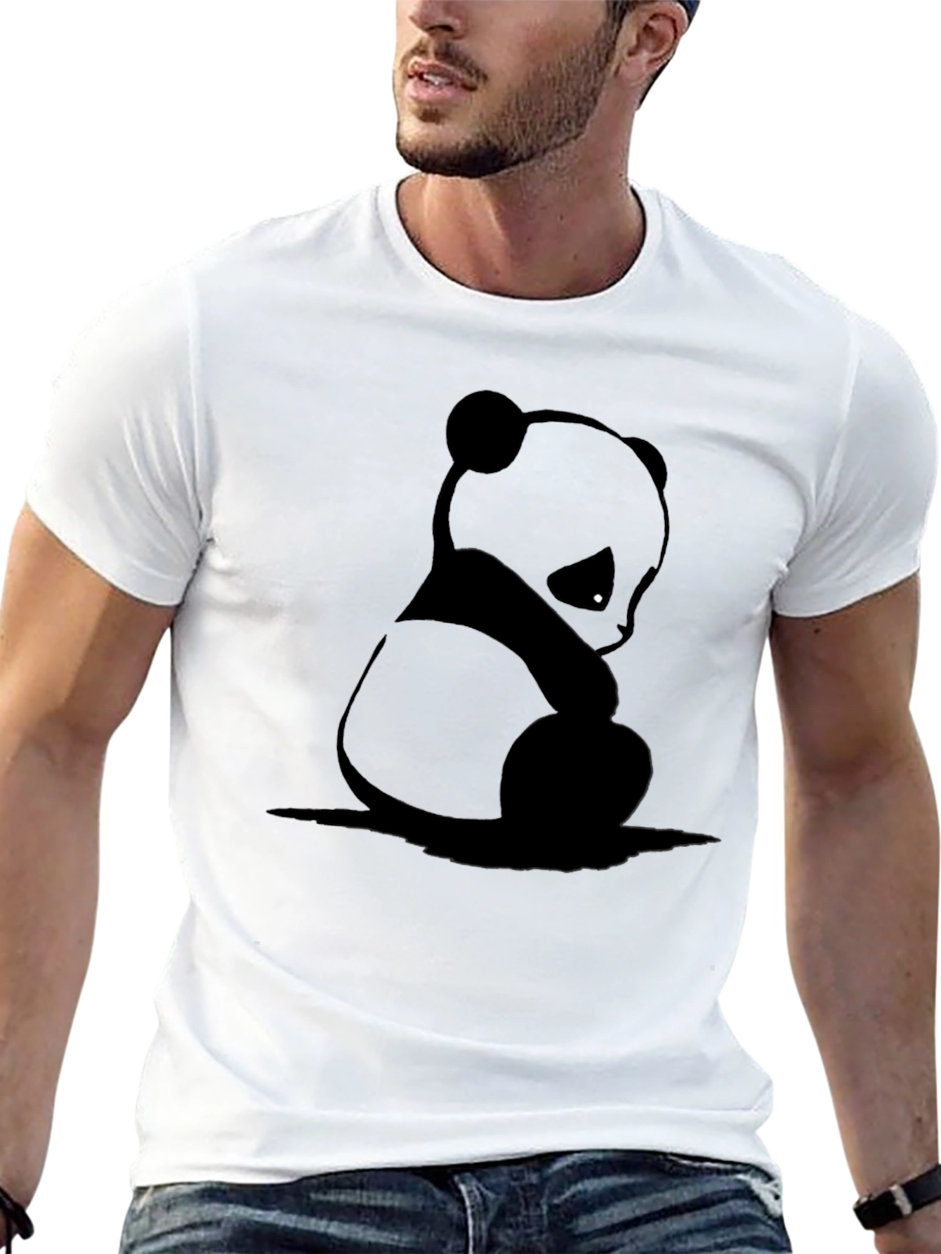 Black Sad Panda Black T-Shirt - Men's Graphic Tee view 13