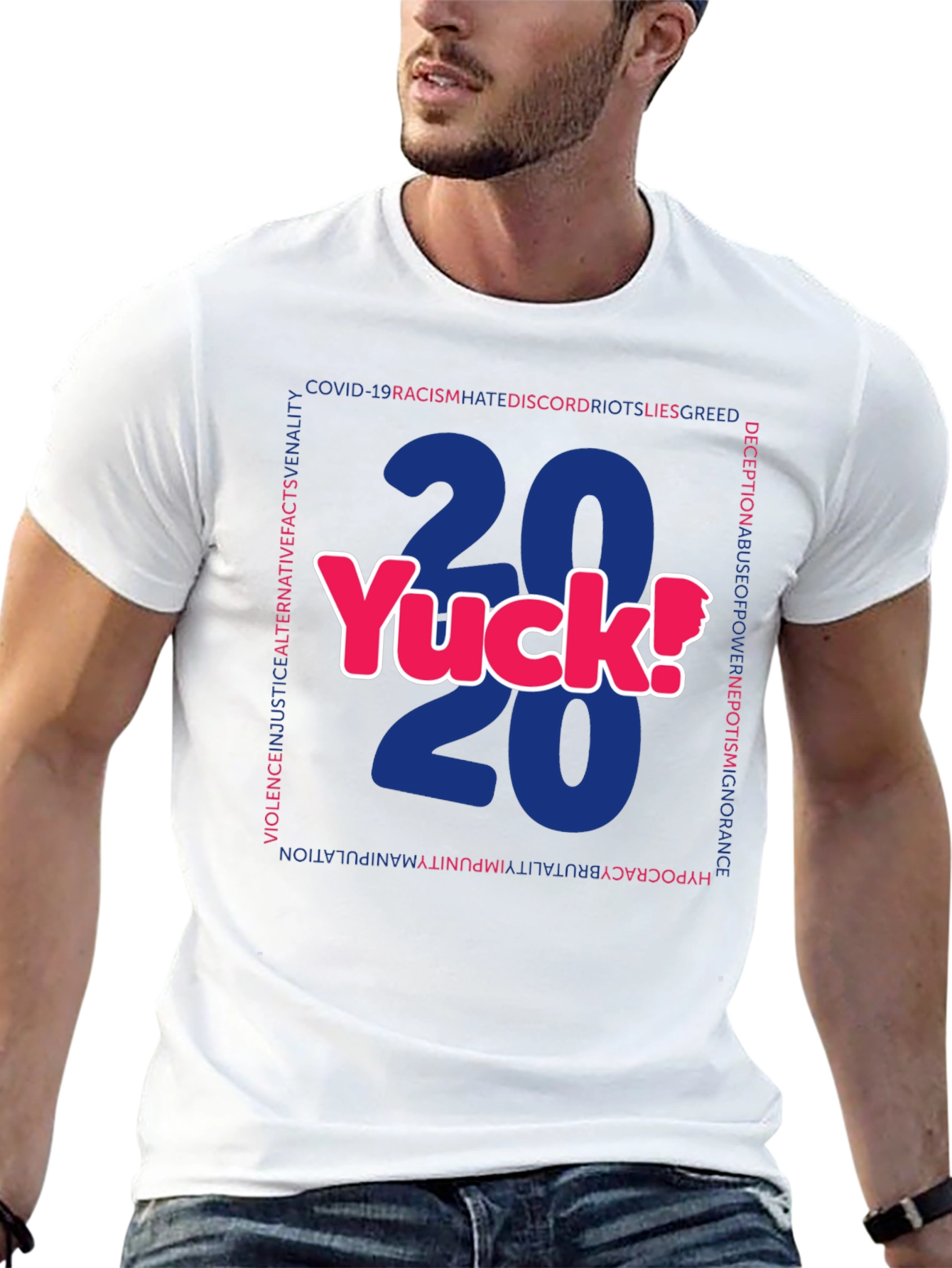 Black 2020 Yuck! Graphic Print Crew Neck T-Shirt view 13