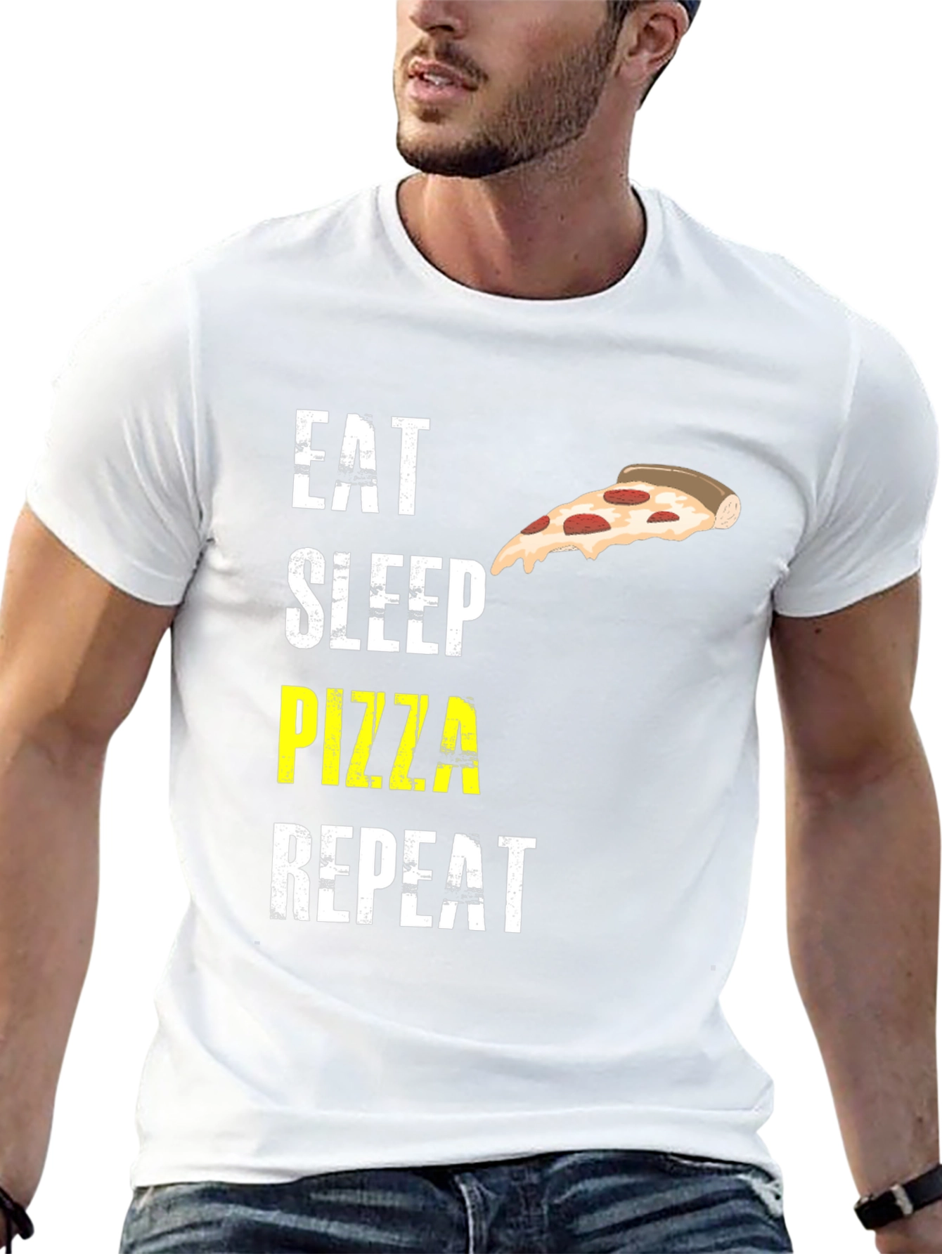Black Eat Sleep Pizza Repeat Graphic T-Shirt view 13