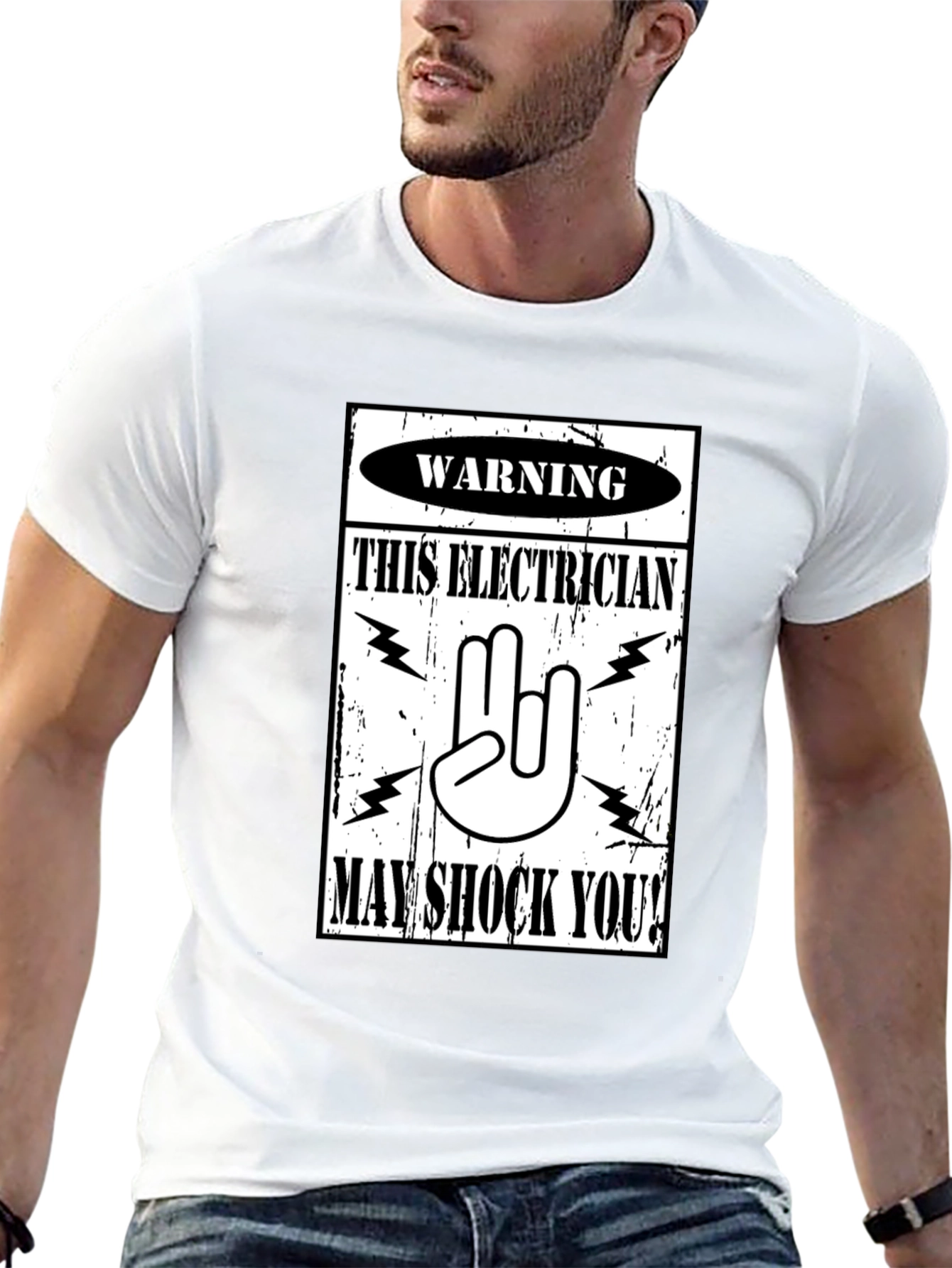 Black Electrician Warning Graphic Tee view 13
