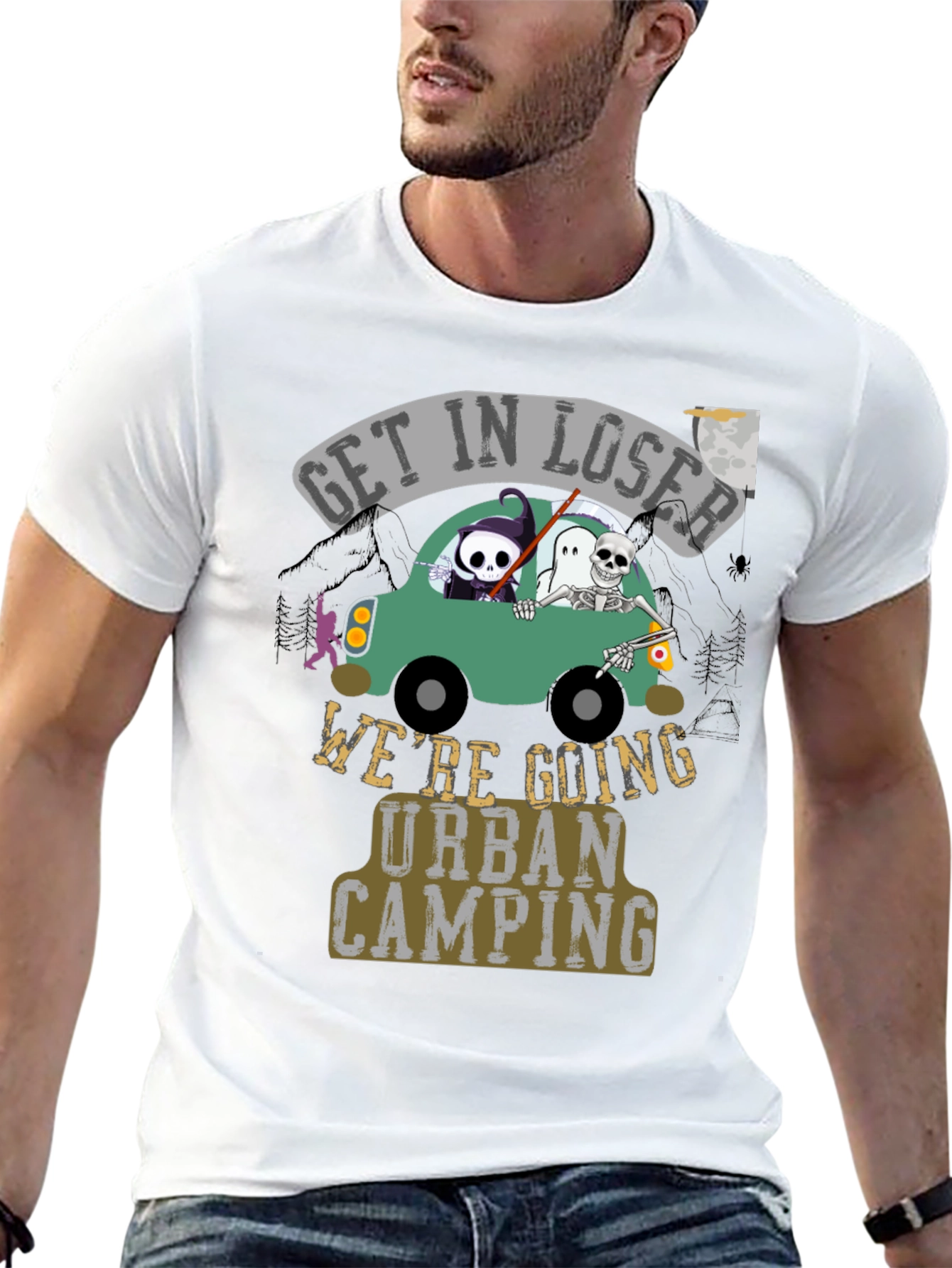 Black Urban Camping Graphic T-Shirt view 13