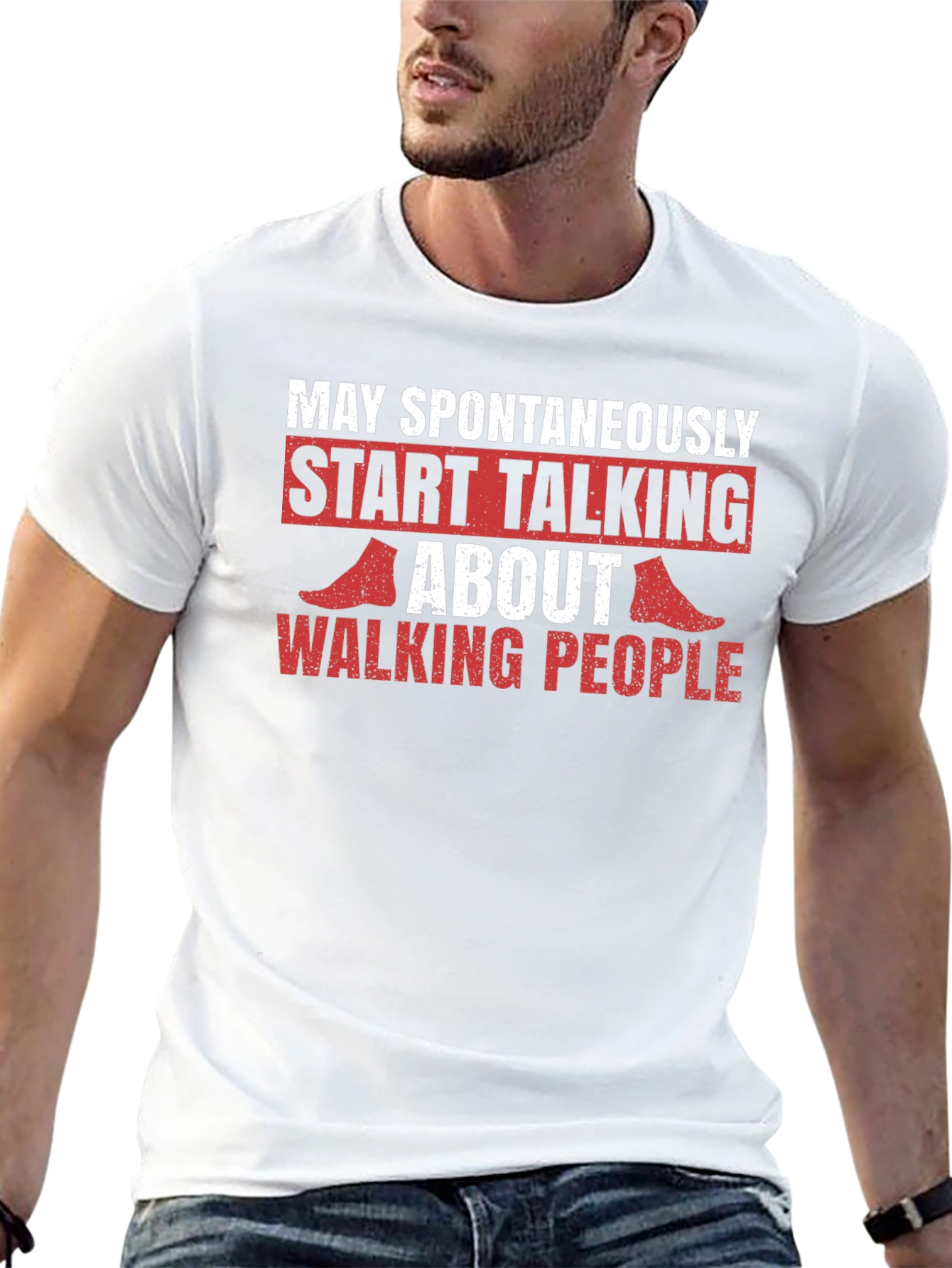 Black Funny Walking People T-Shirt view 13