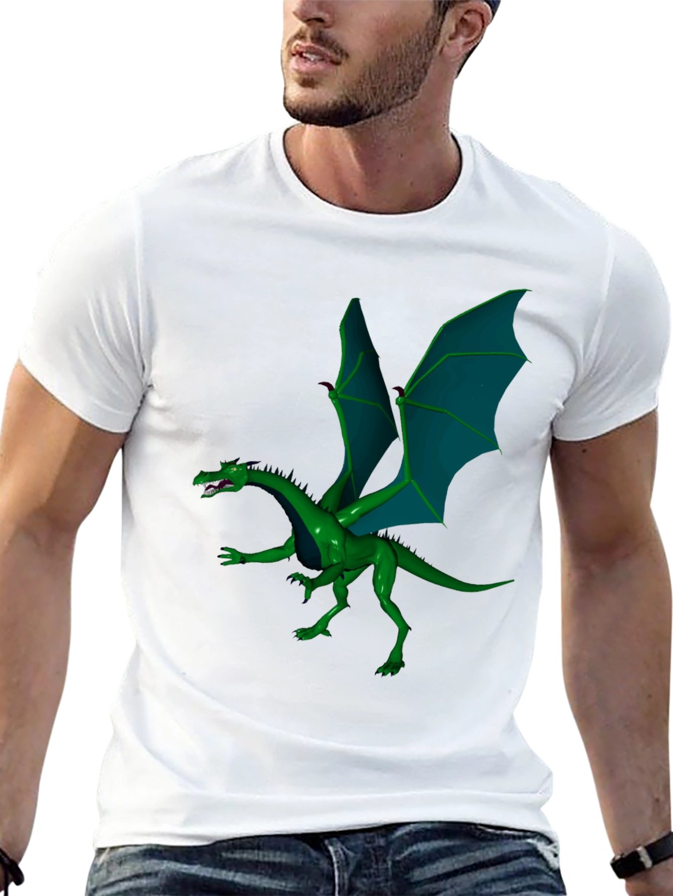 Black Green Dragon Graphic Tee view 13