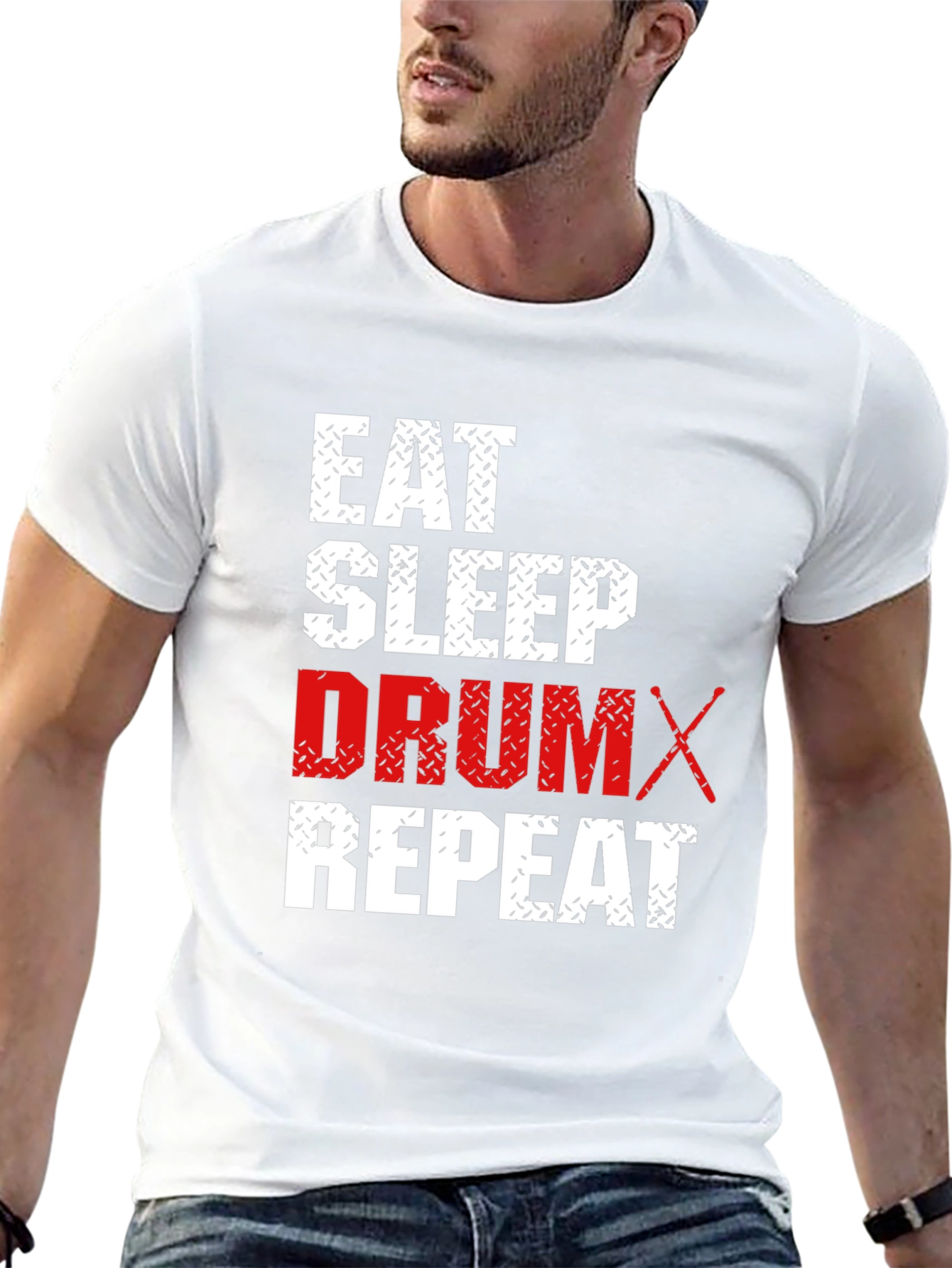 Black Eat Sleep Drum Repeat Black T-Shirt view 13