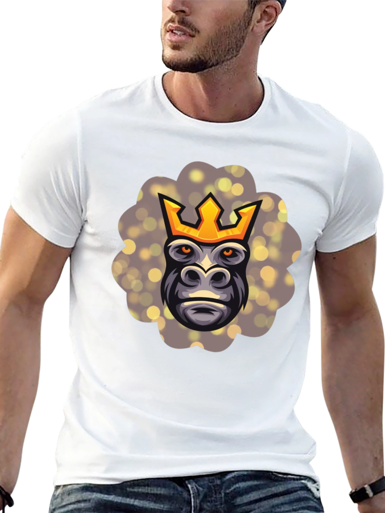 Black King Kong T-Shirt - Gorilla with Crown Graphic Tee view 13