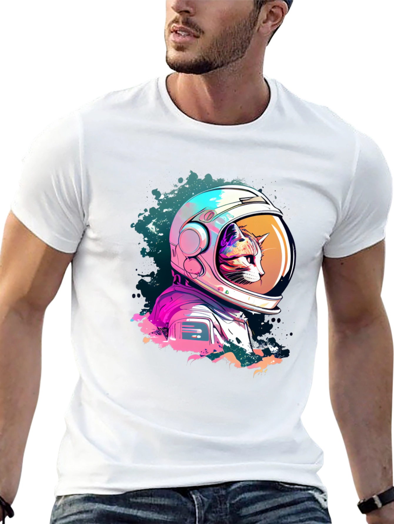 Black Cat Astronaut Graphic Tee - Space Adventure view 13
