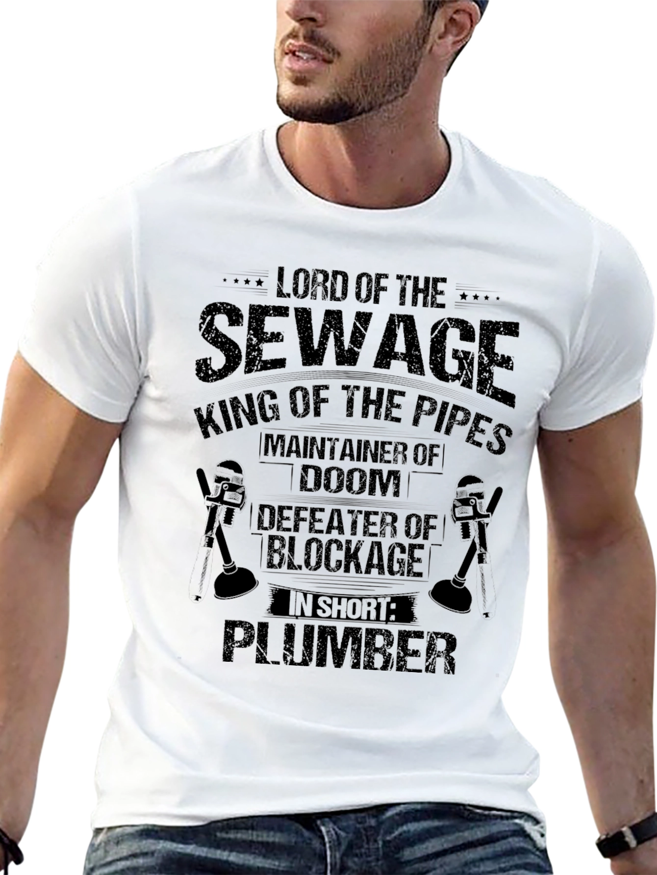 Black Lord of Sewage Plumber Graphic T-Shirt view 13