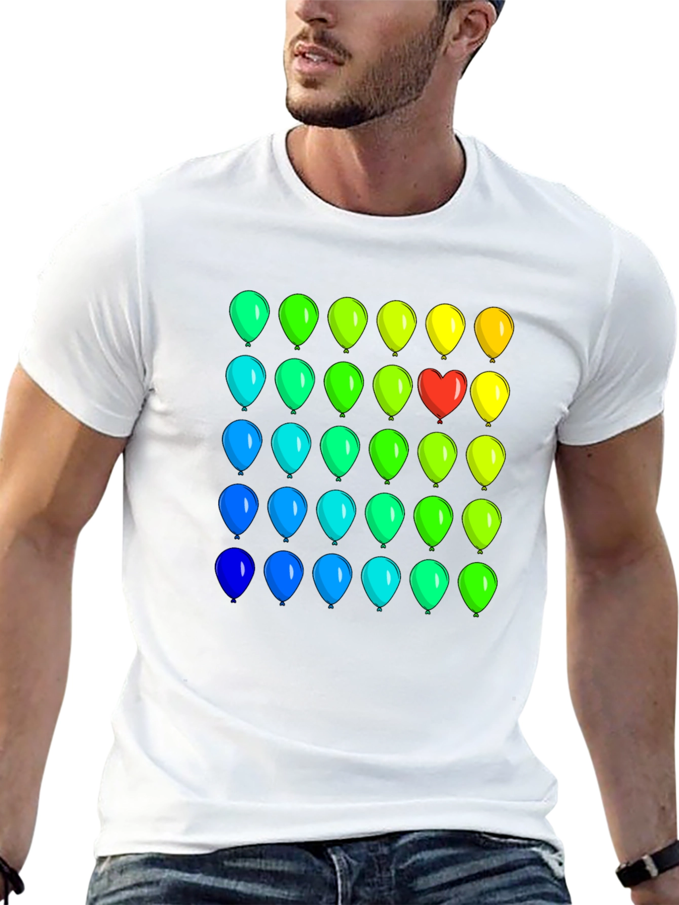 Black Rainbow Balloon Heart Tee view 13