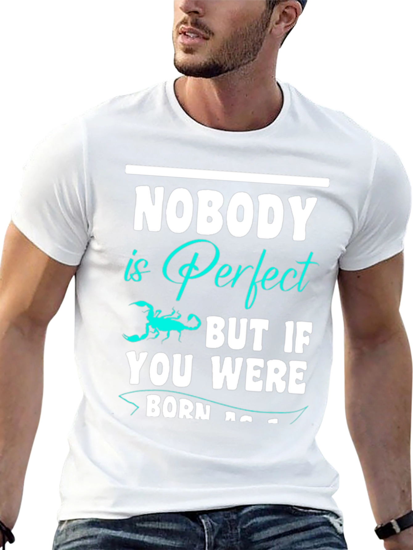 Black Nobody is Perfect Scorpion Graphic T-Shirt view 13